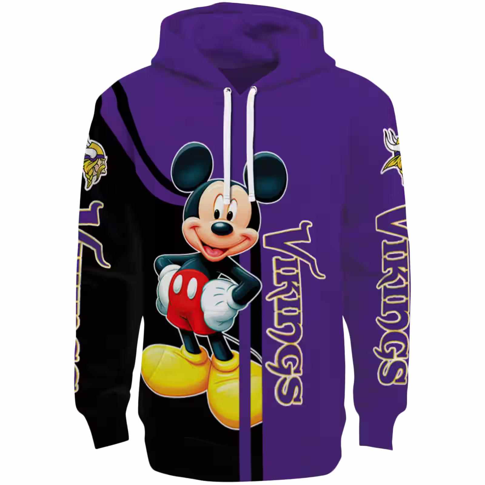 Minnesota Vikings Mickey Mouse Purple Black Hoodie