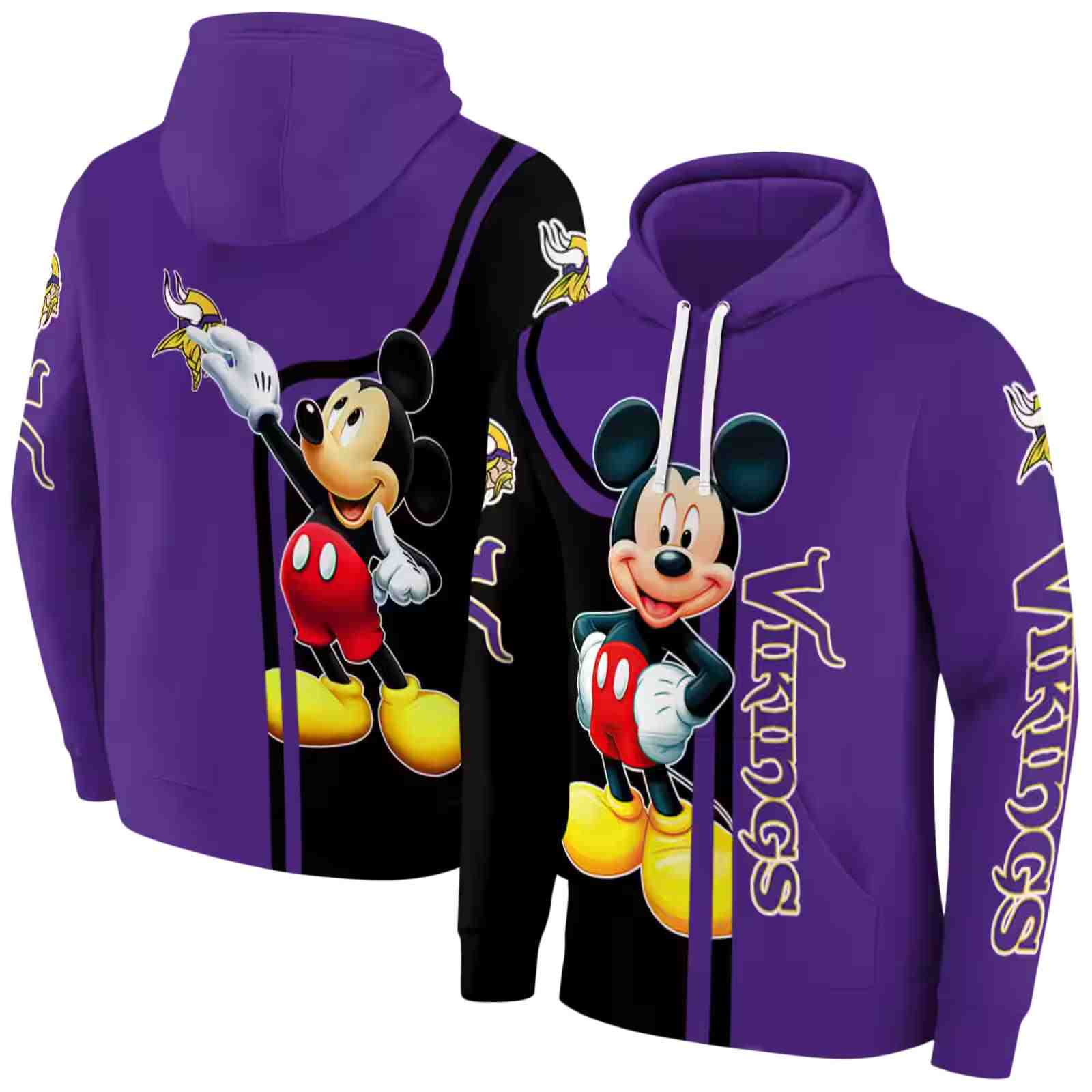 minnesota vikings mickey mouse purple black hoodie fashion forward