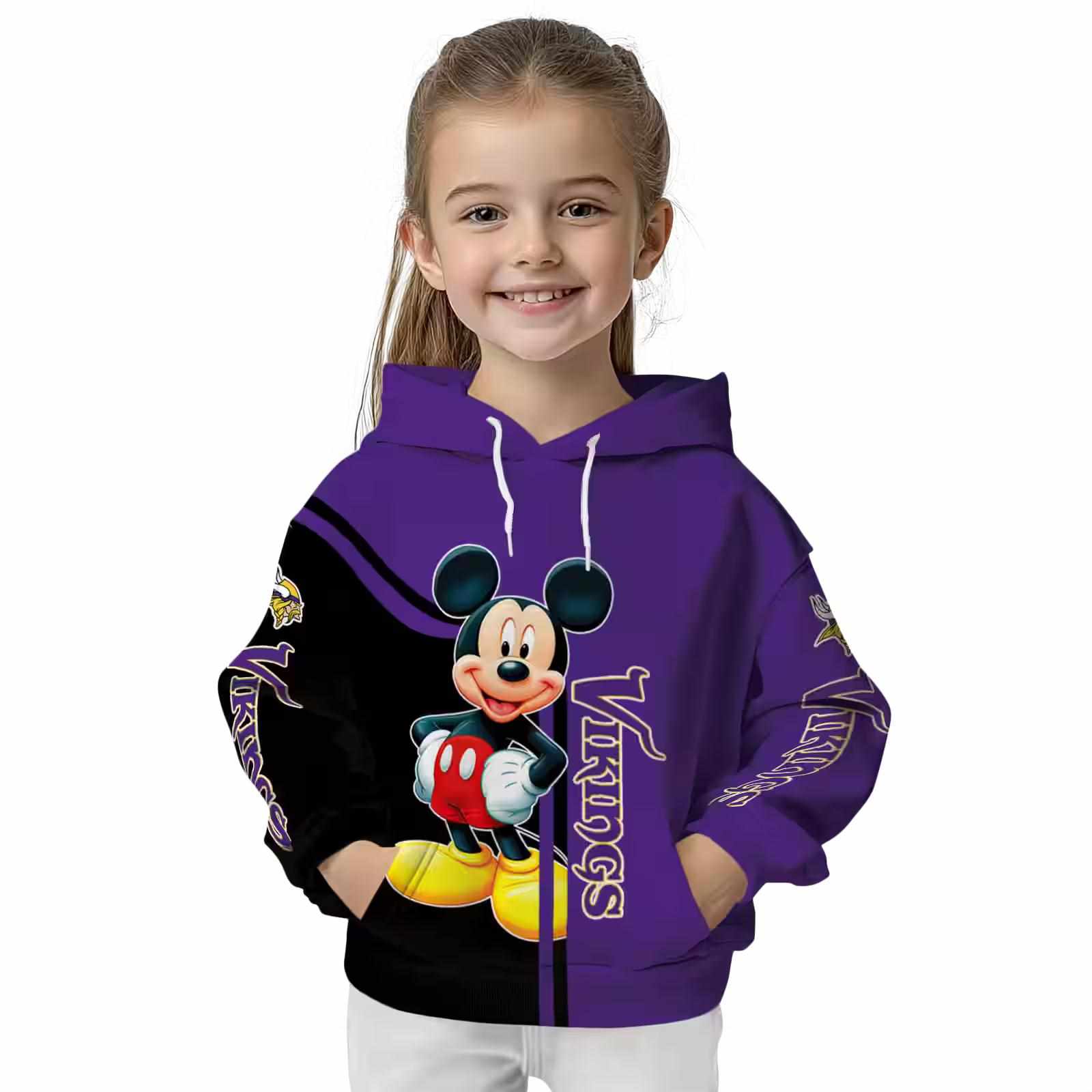 minnesota vikings mickey mouse purple black hoodie top rated