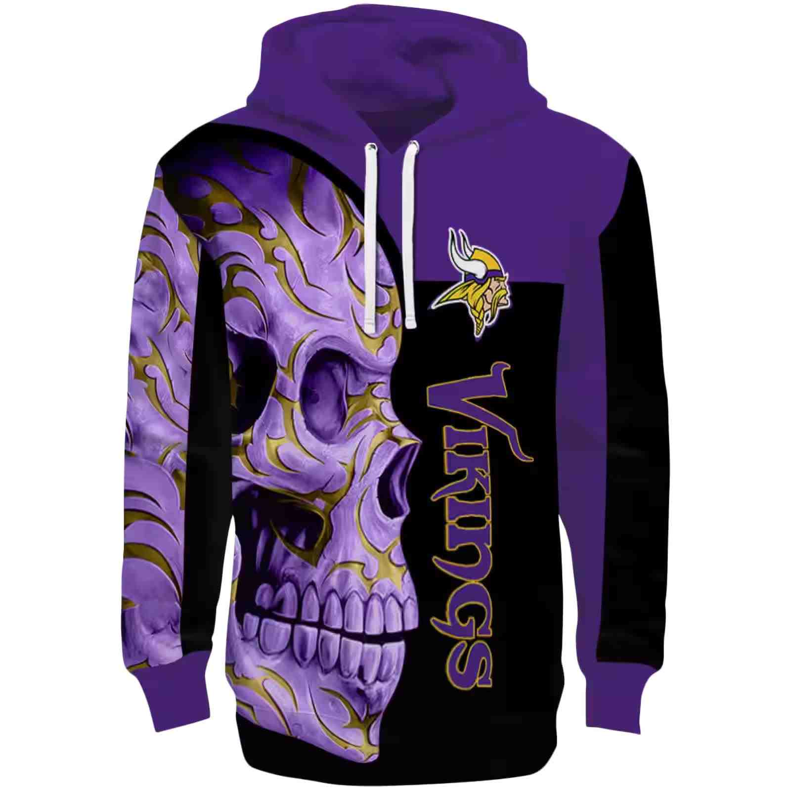 Minnesota Vikings Skull Motif Purple Black Hoodie