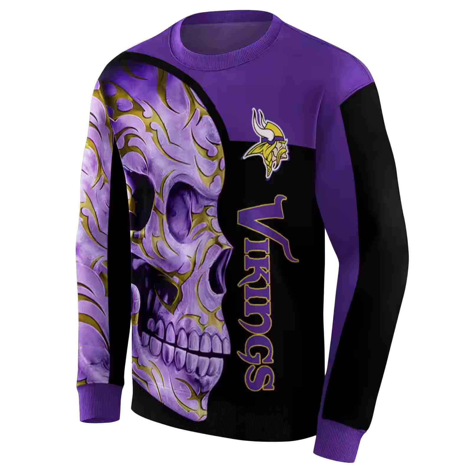 minnesota vikings skull motif purple black hoodie new arrival