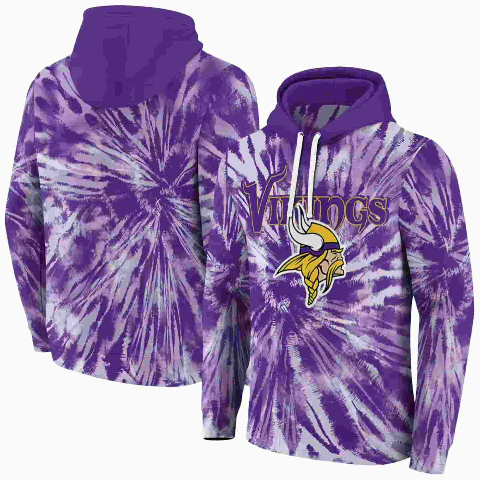 minnesota vikings tie dye pattern purple hoodie fashion forward