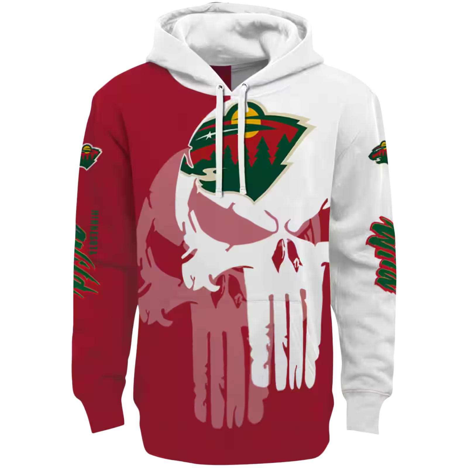 Minnesota Wild Graphic Punisher Red White Hoodie