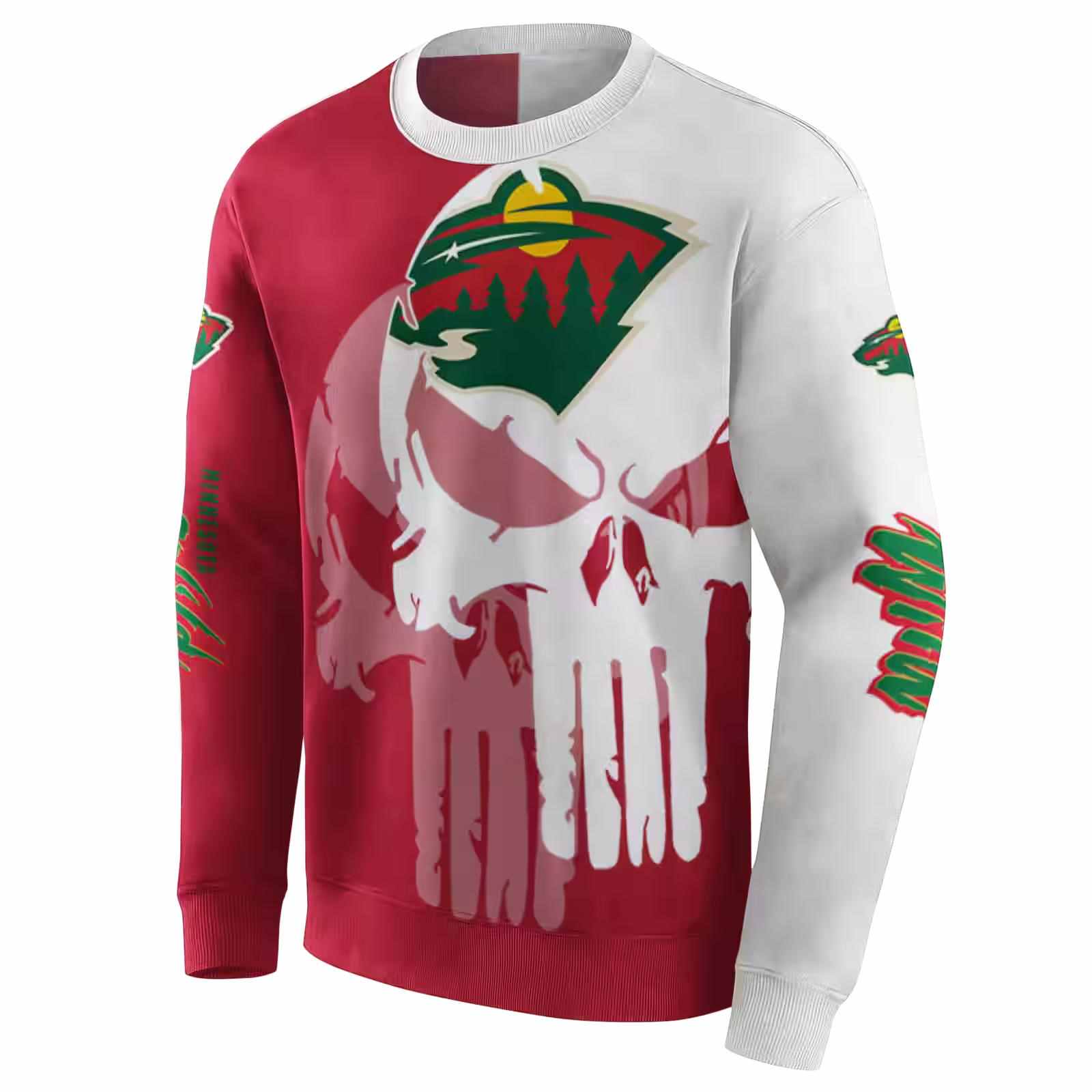 minnesota wild graphic punisher red white hoodie new arrival