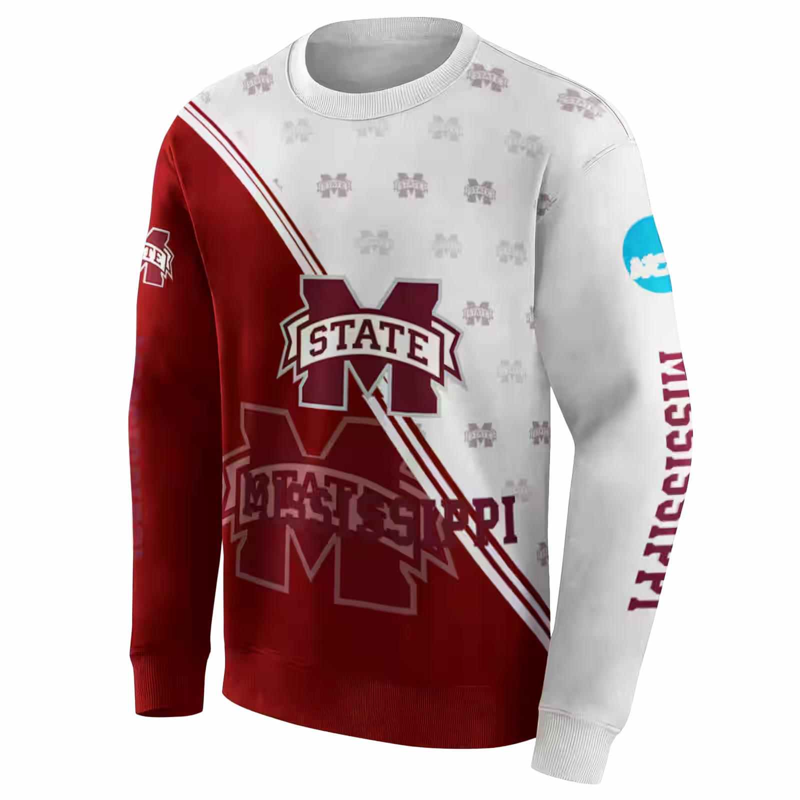 mississippi state bulldogs diagonal stripe maroon white hoodie new arrival