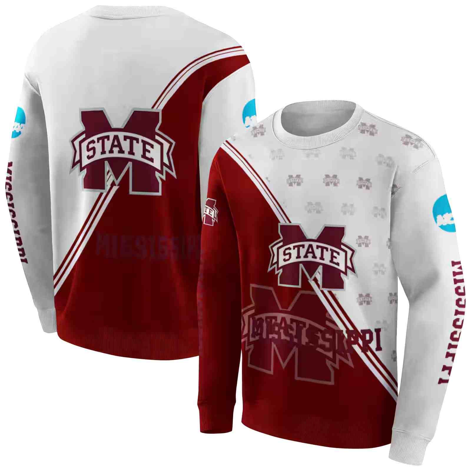 mississippi state bulldogs diagonal stripe maroon white hoodie premium grade