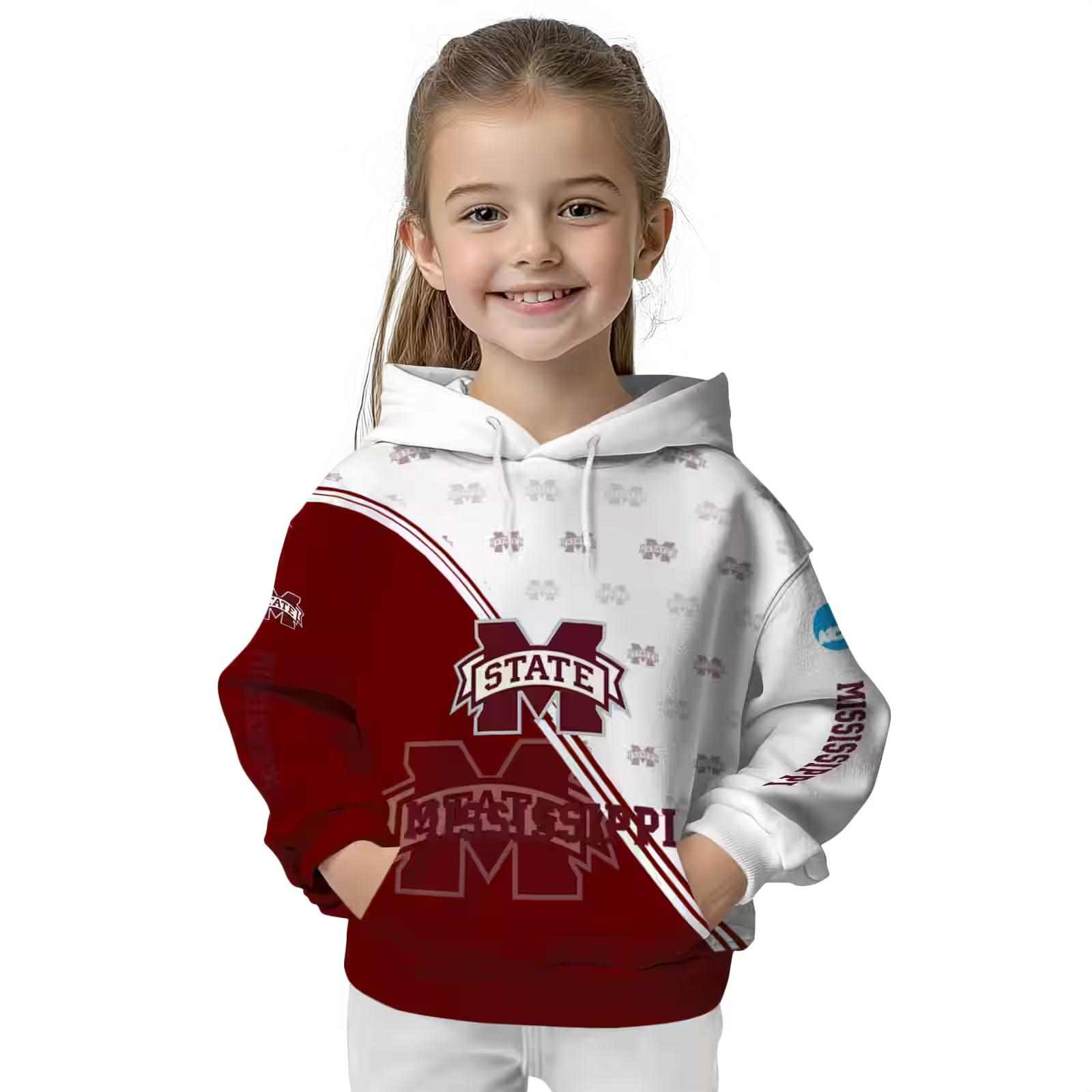 mississippi state bulldogs diagonal stripe maroon white hoodie top rated