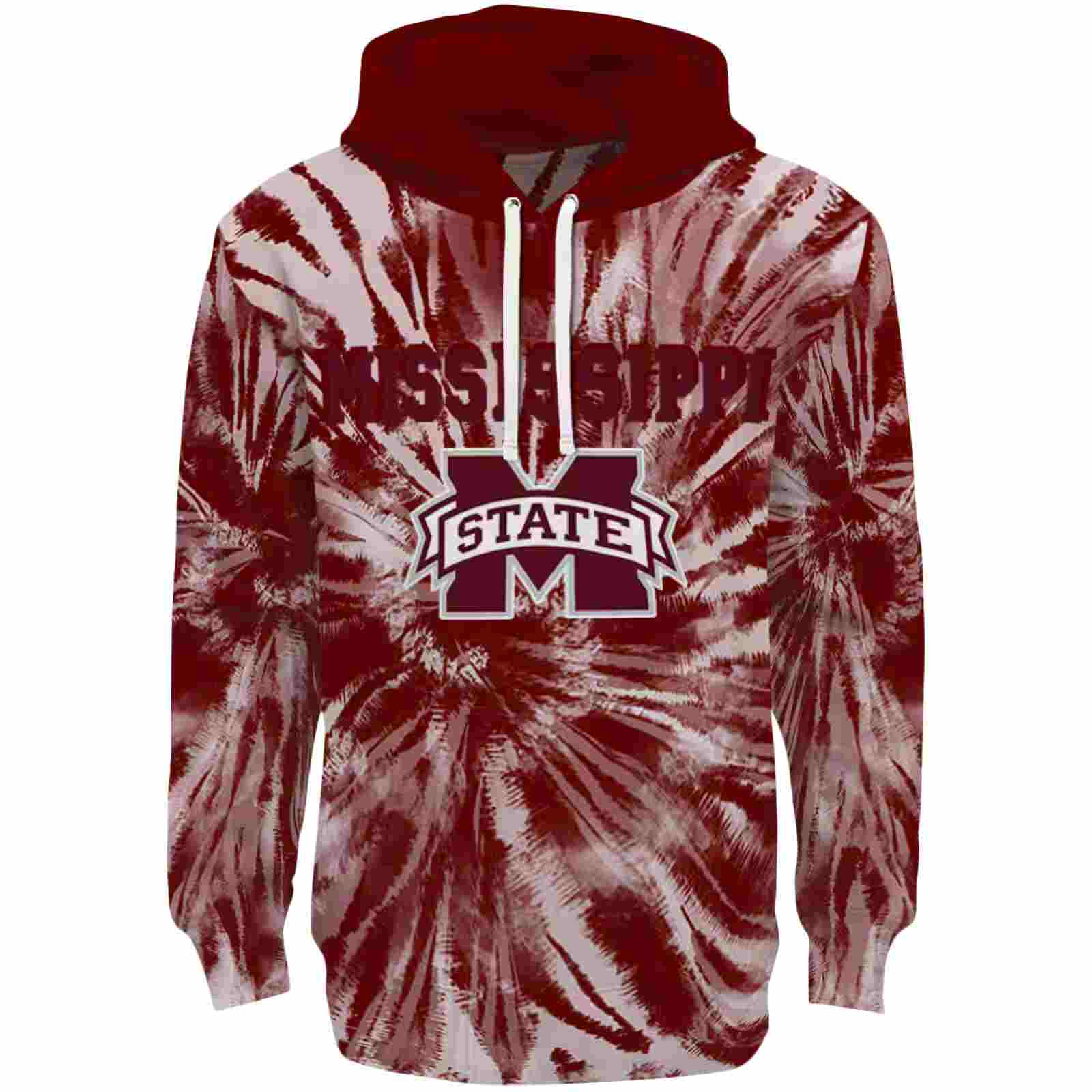 Mississippi State Bulldogs Tie Dye Pattern Maroon Hoodie