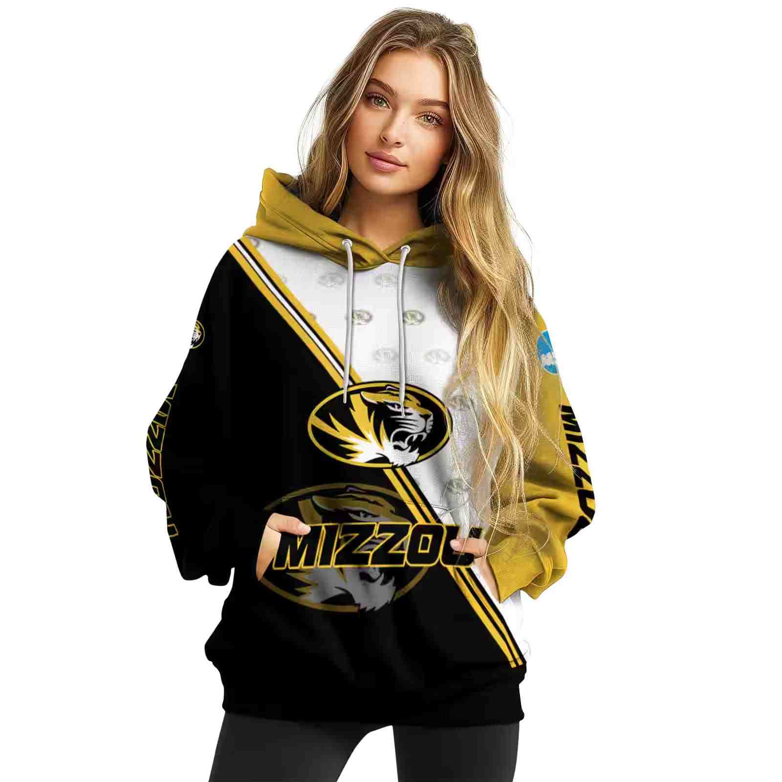 missouri tigers diagonal stripe black white hoodie high quality