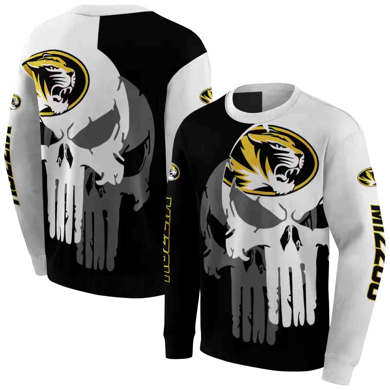 missouri tigers graphic punisher black white hoodie premium grade