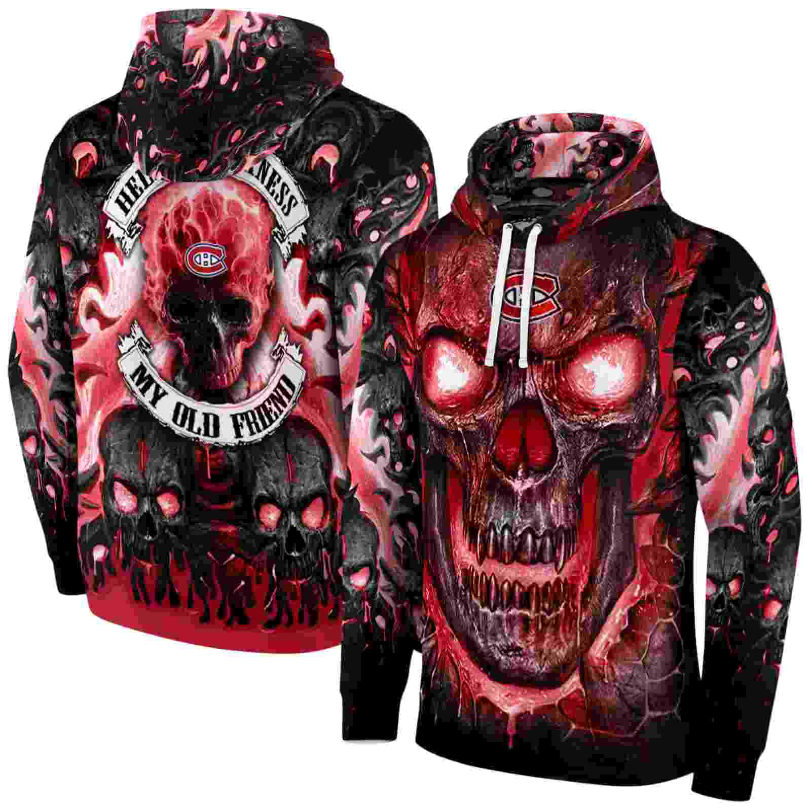 montreal canadiens demonic skull red black hoodie fashion forward