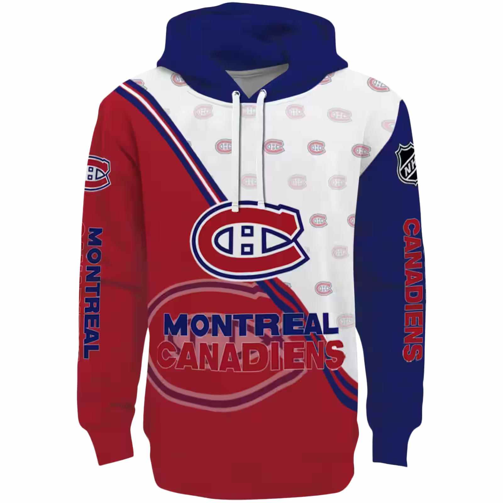 Montreal Canadiens Diagonal Stripe Red White Hoodie