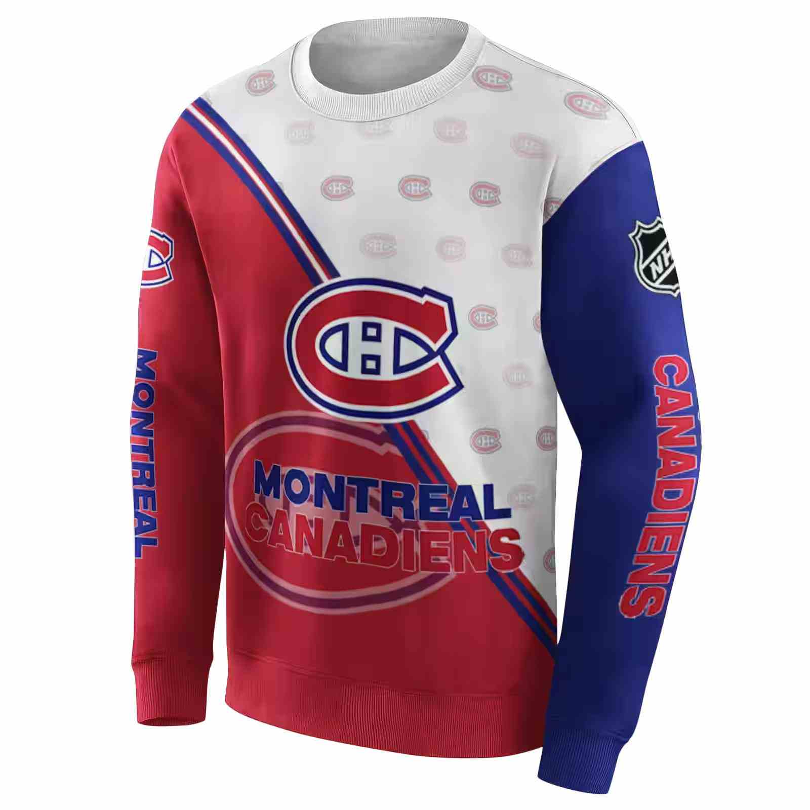 montreal canadiens diagonal stripe red white hoodie new arrival