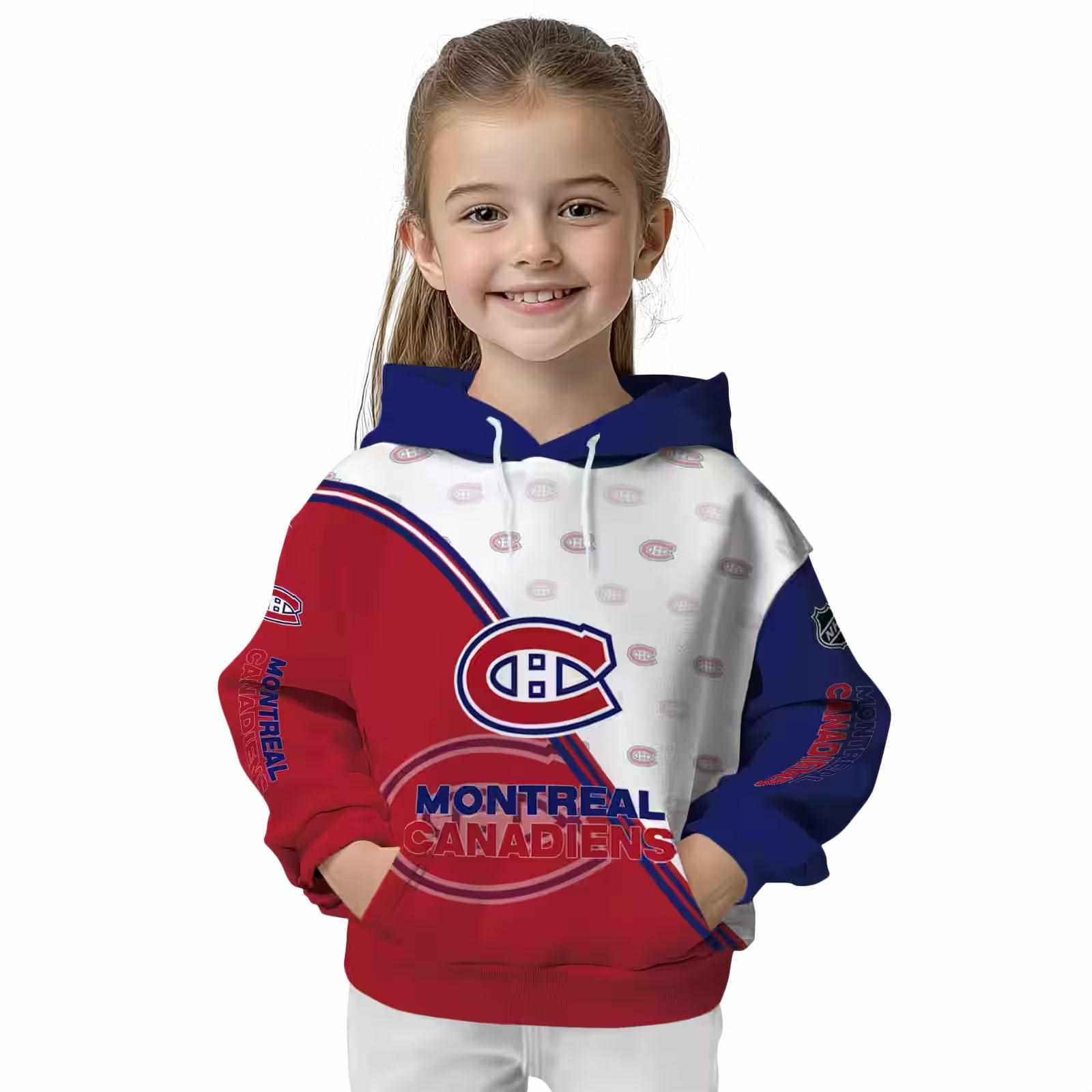 montreal canadiens diagonal stripe red white hoodie top rated