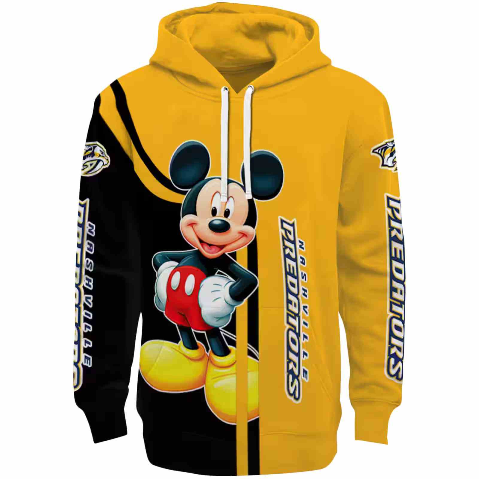 Nashville Predators Mickey Mouse Gold Black Hoodie