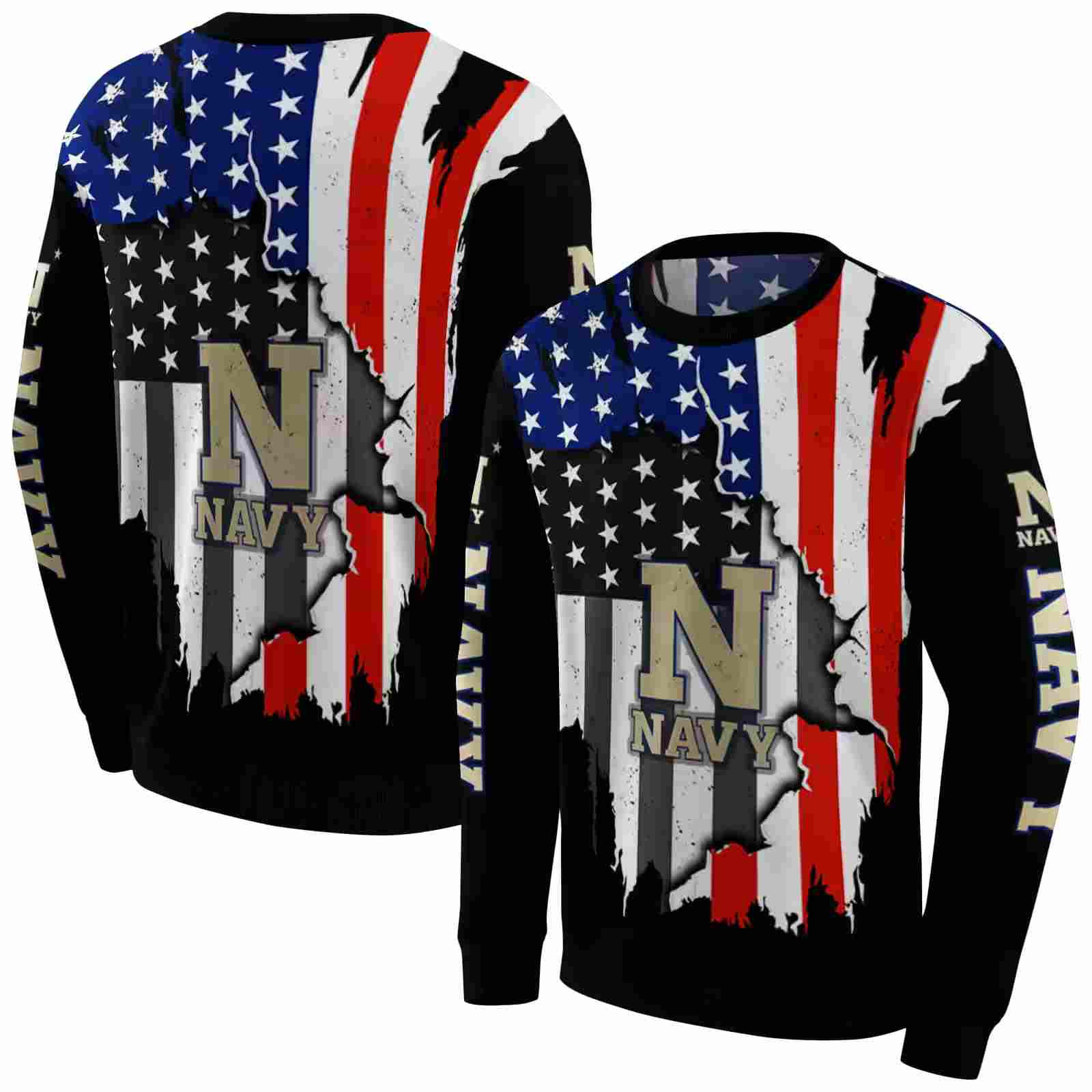 navy midshipmen american pride black hoodie premium grade