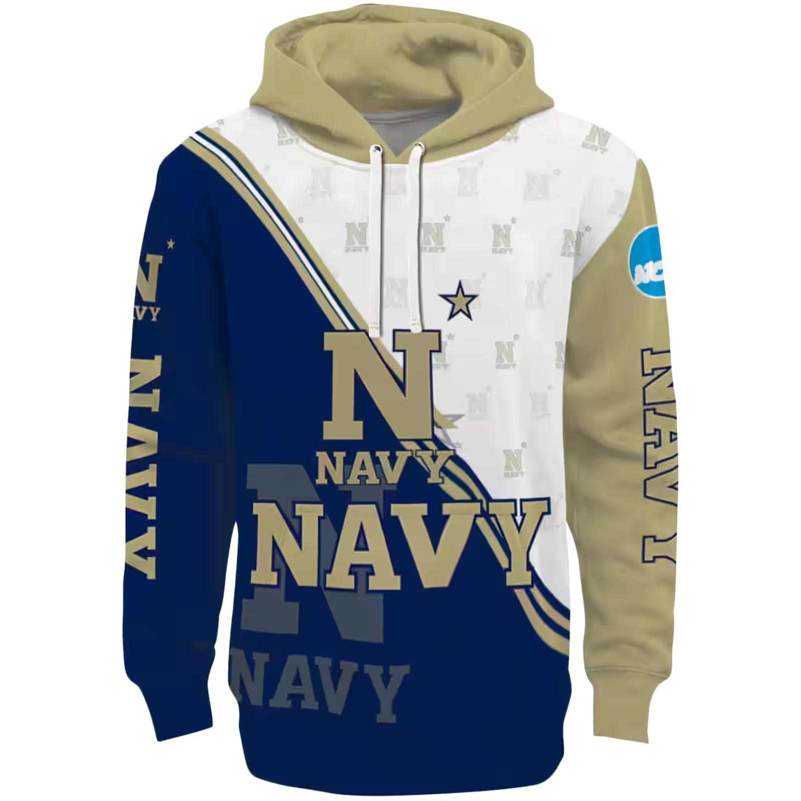 Navy Midshipmen Diagonal Stripe Blue White Hoodie