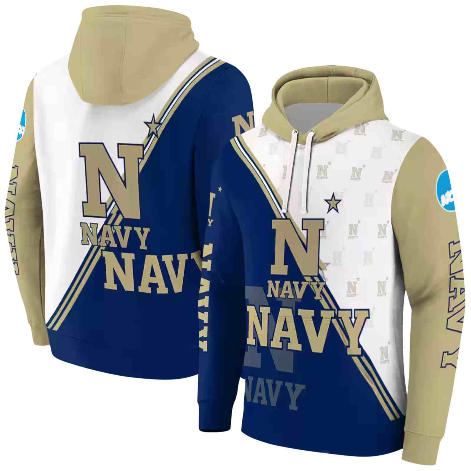 navy midshipmen diagonal stripe blue white hoodie fashion forward