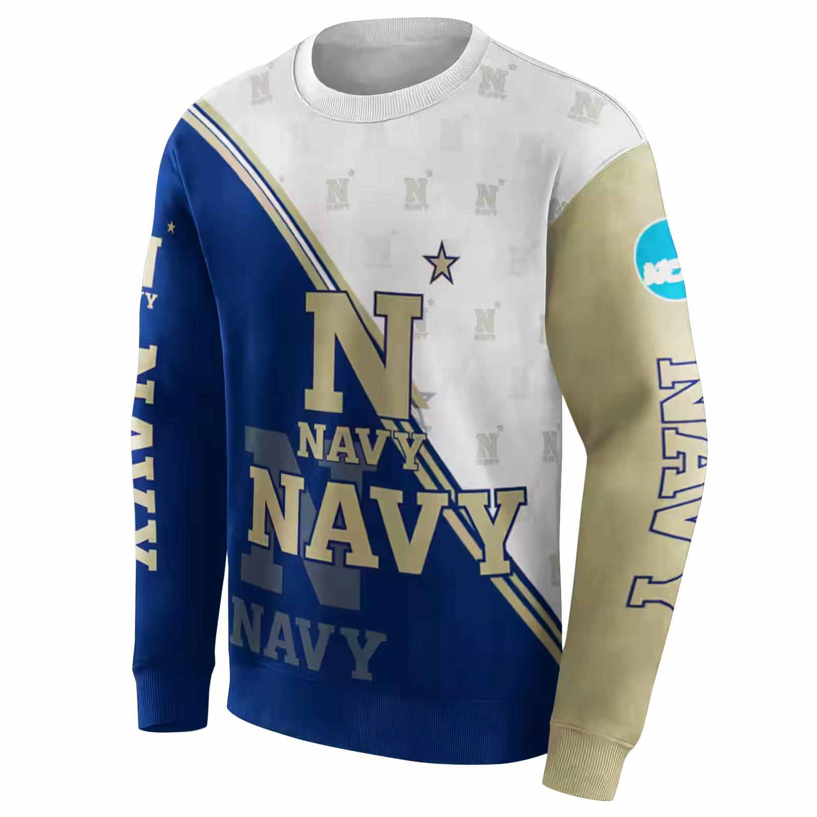 navy midshipmen diagonal stripe blue white hoodie new arrival