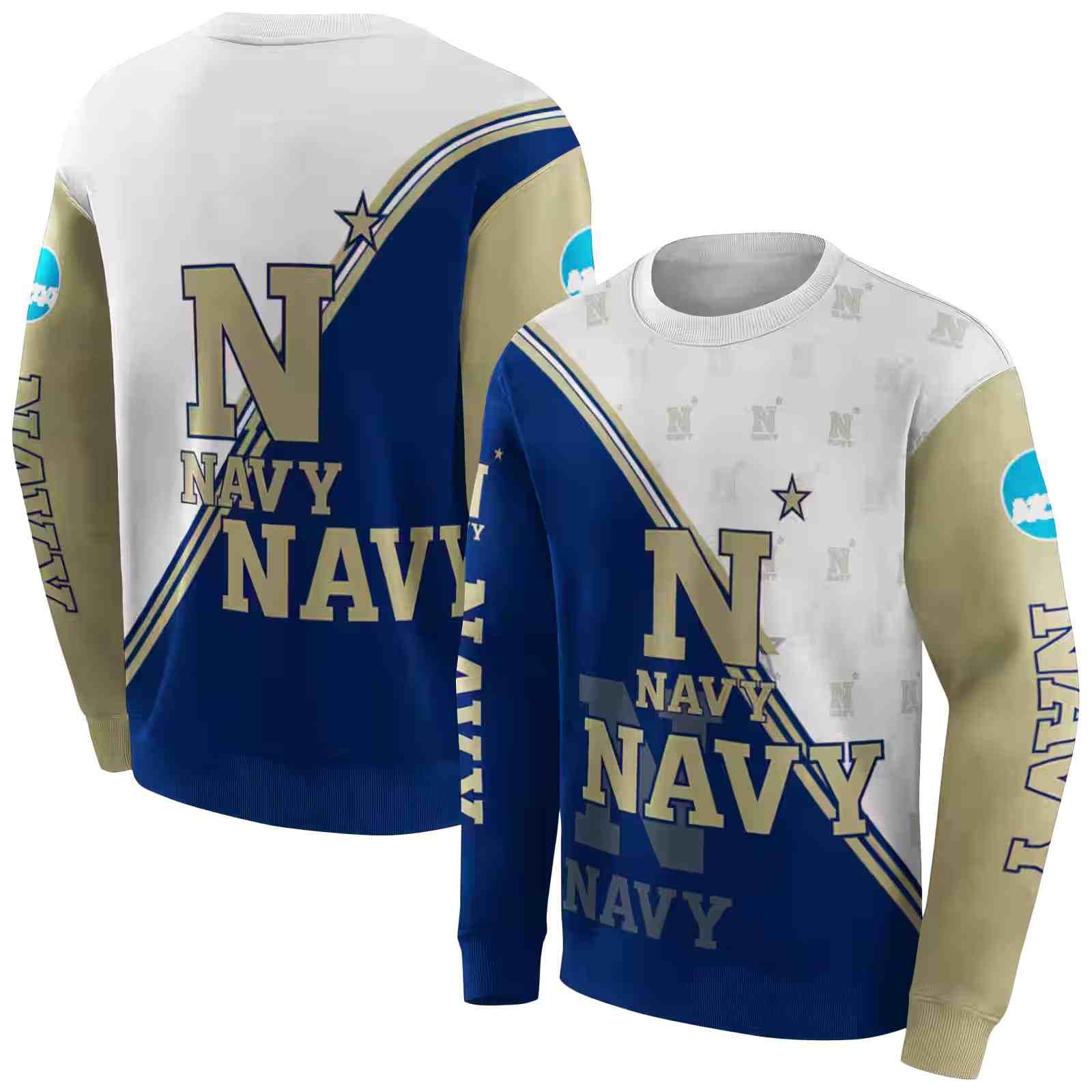 navy midshipmen diagonal stripe blue white hoodie premium grade