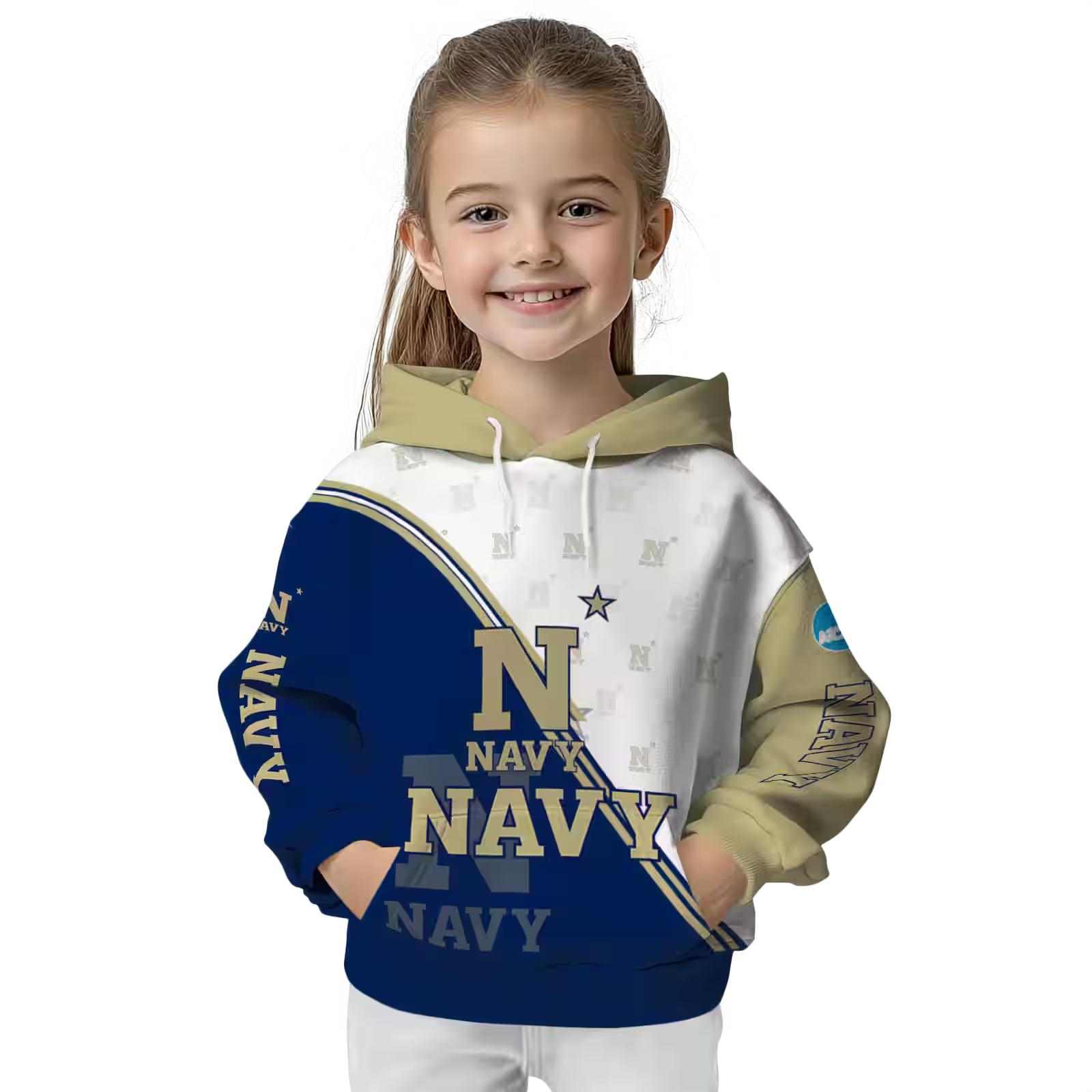 navy midshipmen diagonal stripe blue white hoodie top rated