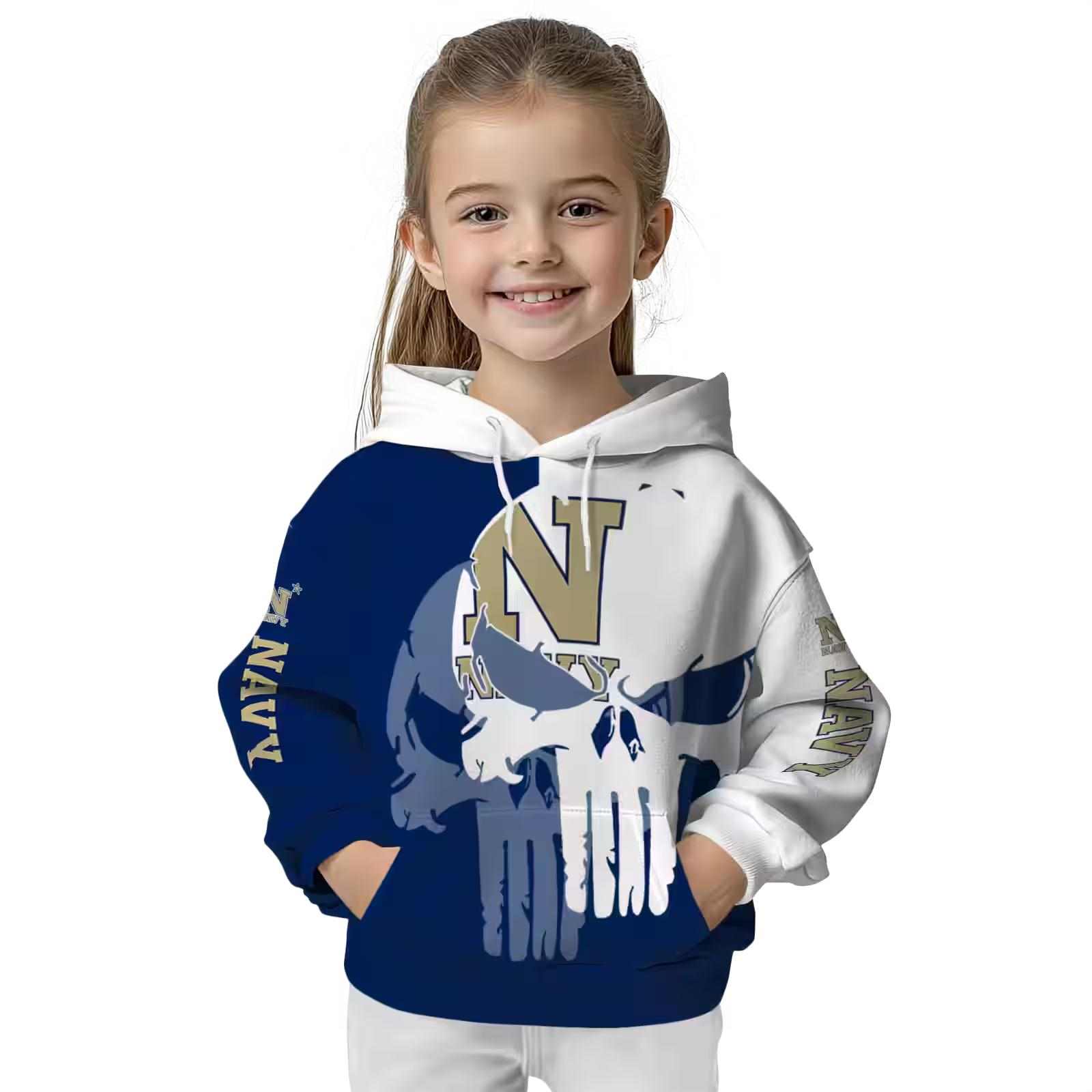 navy midshipmen graphic punisher blue white hoodie top rated