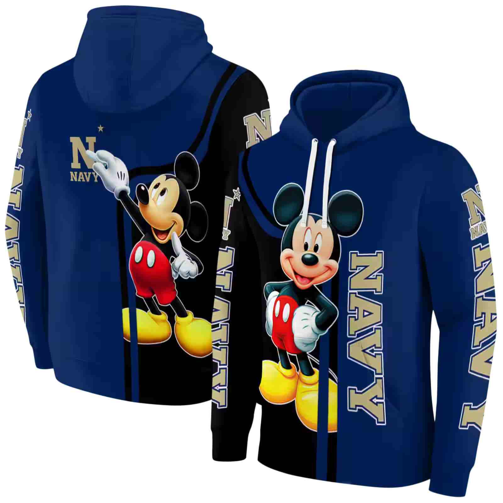 navy midshipmen mickey mouse blue black hoodie fashion forward