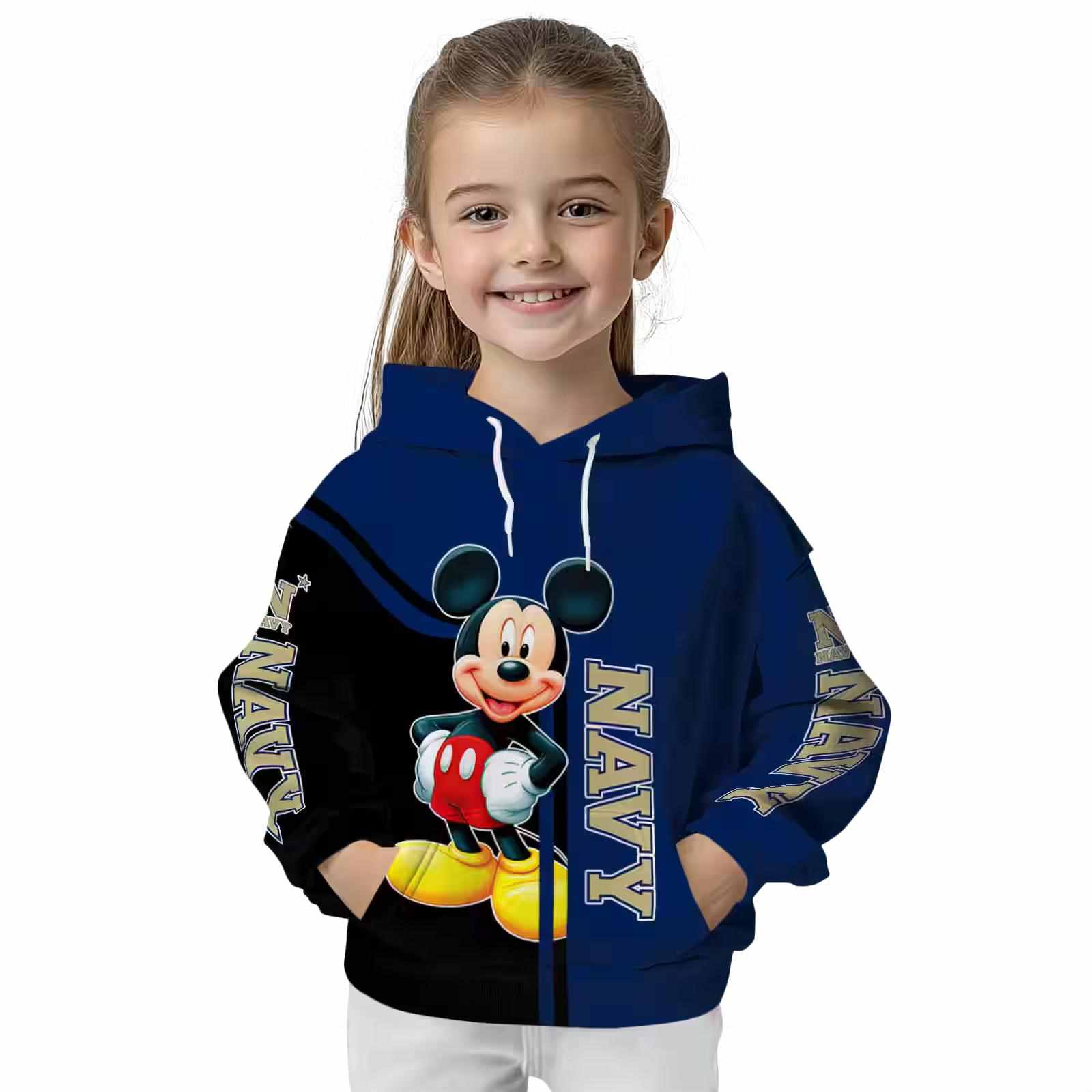 navy midshipmen mickey mouse blue black hoodie top rated