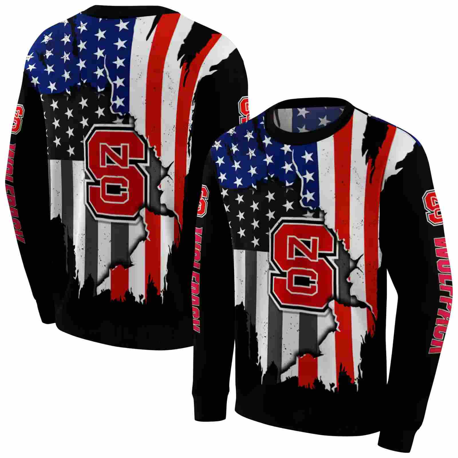 nc state wolfpack american pride black hoodie premium grade