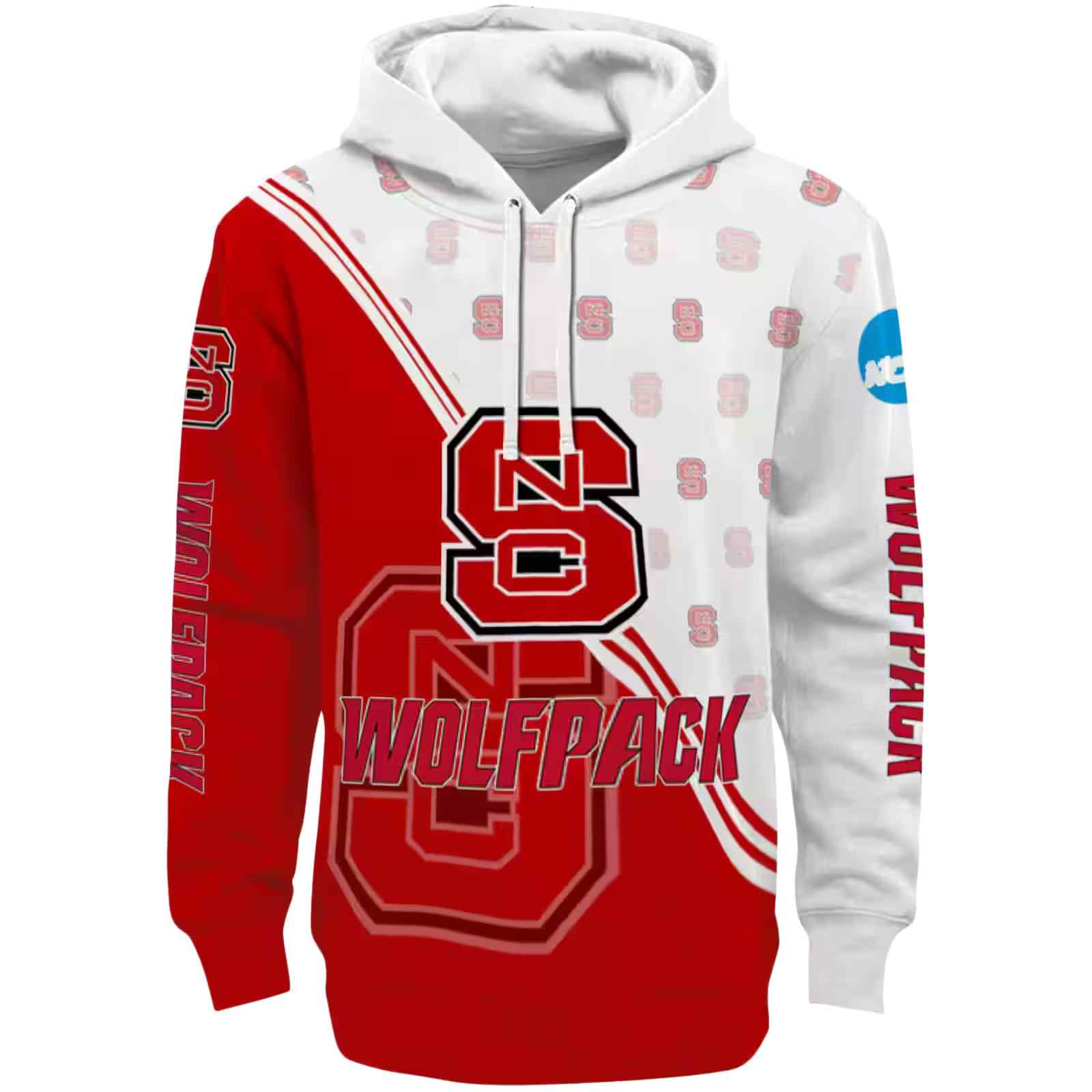 NC State Wolfpack Diagonal Stripe Red White Hoodie