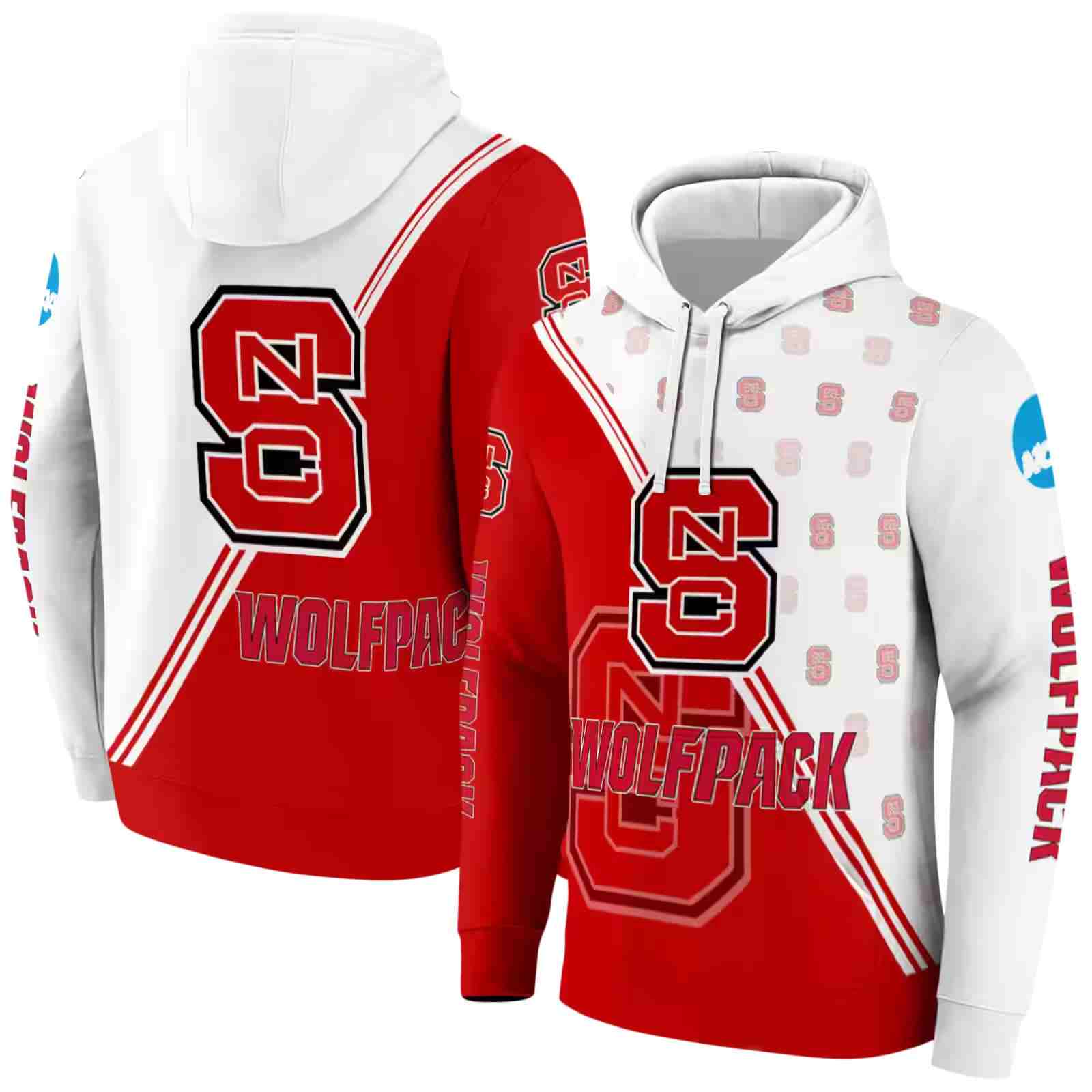 nc state wolfpack diagonal stripe red white hoodie fashion forward