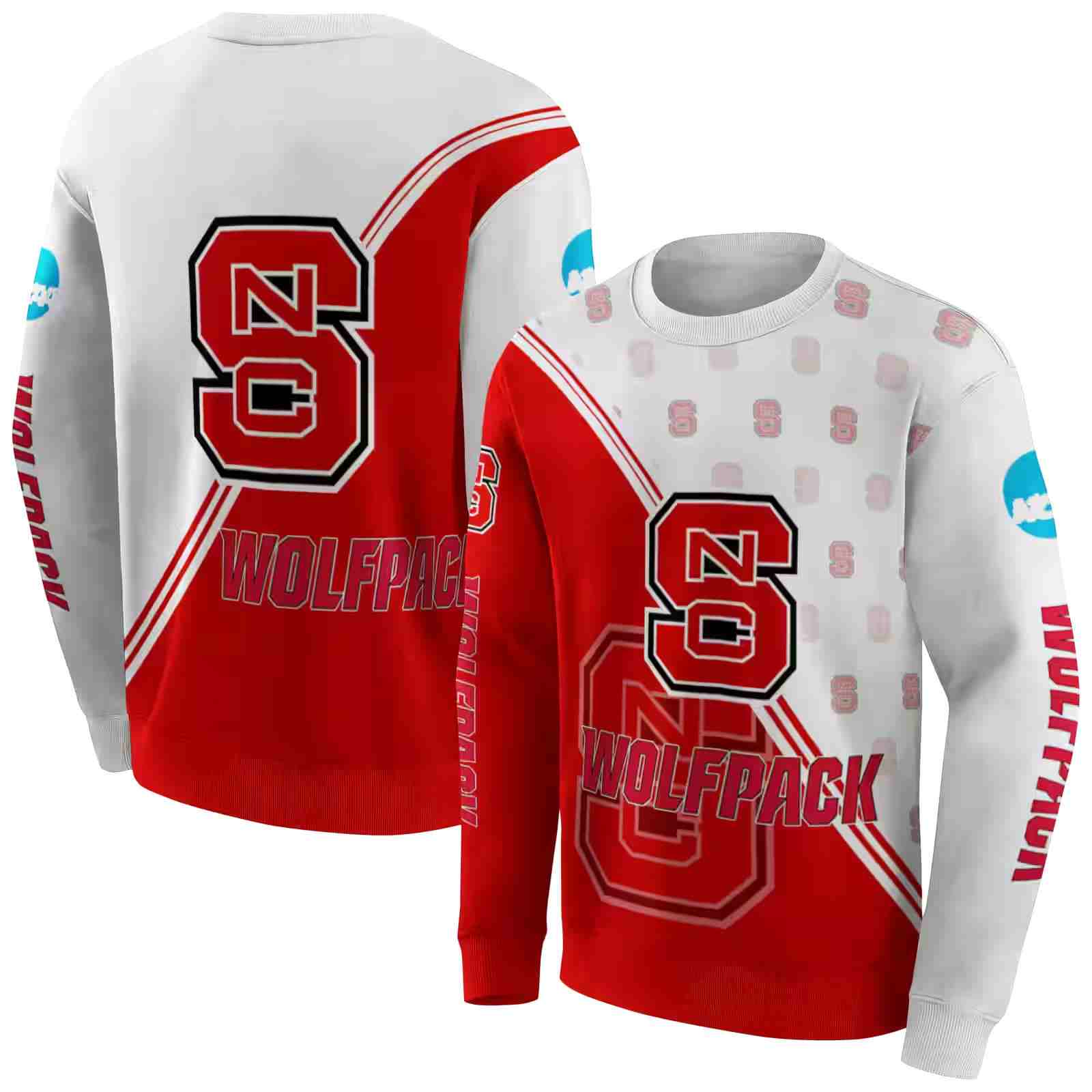 nc state wolfpack diagonal stripe red white hoodie premium grade