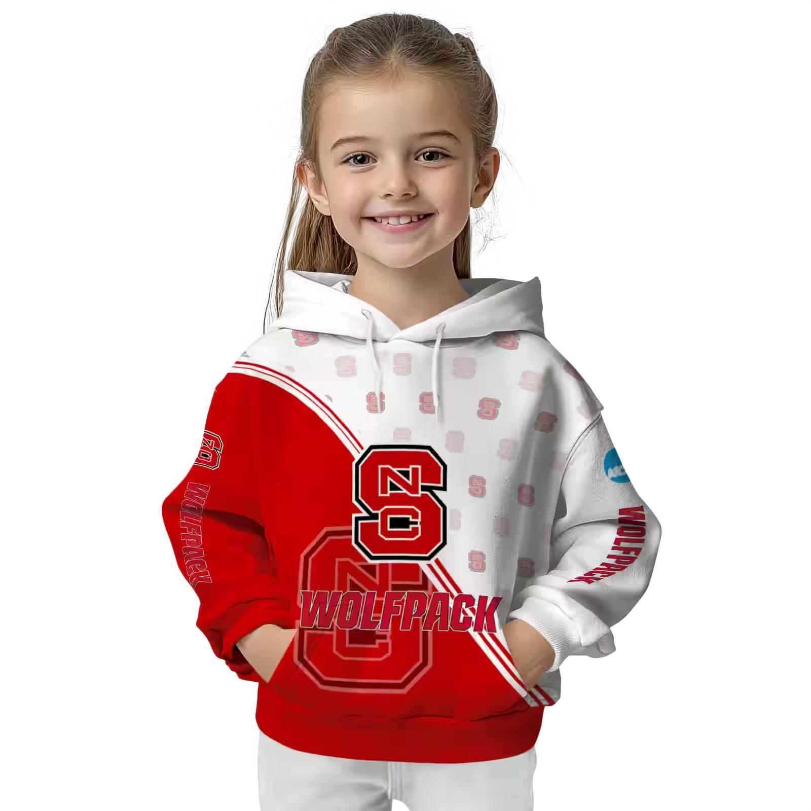 nc state wolfpack diagonal stripe red white hoodie top rated