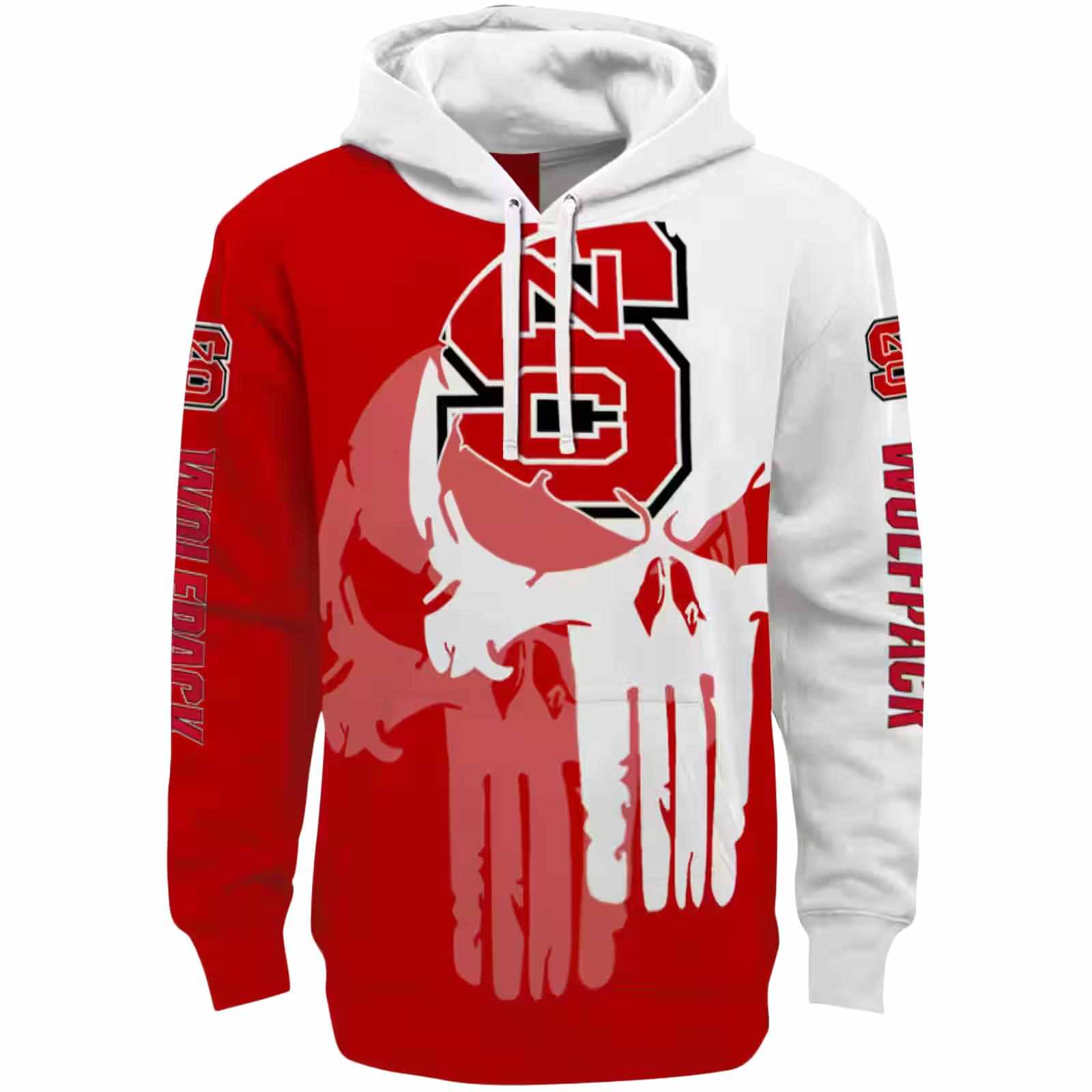 NC State Wolfpack Graphic Punisher Red White Hoodie