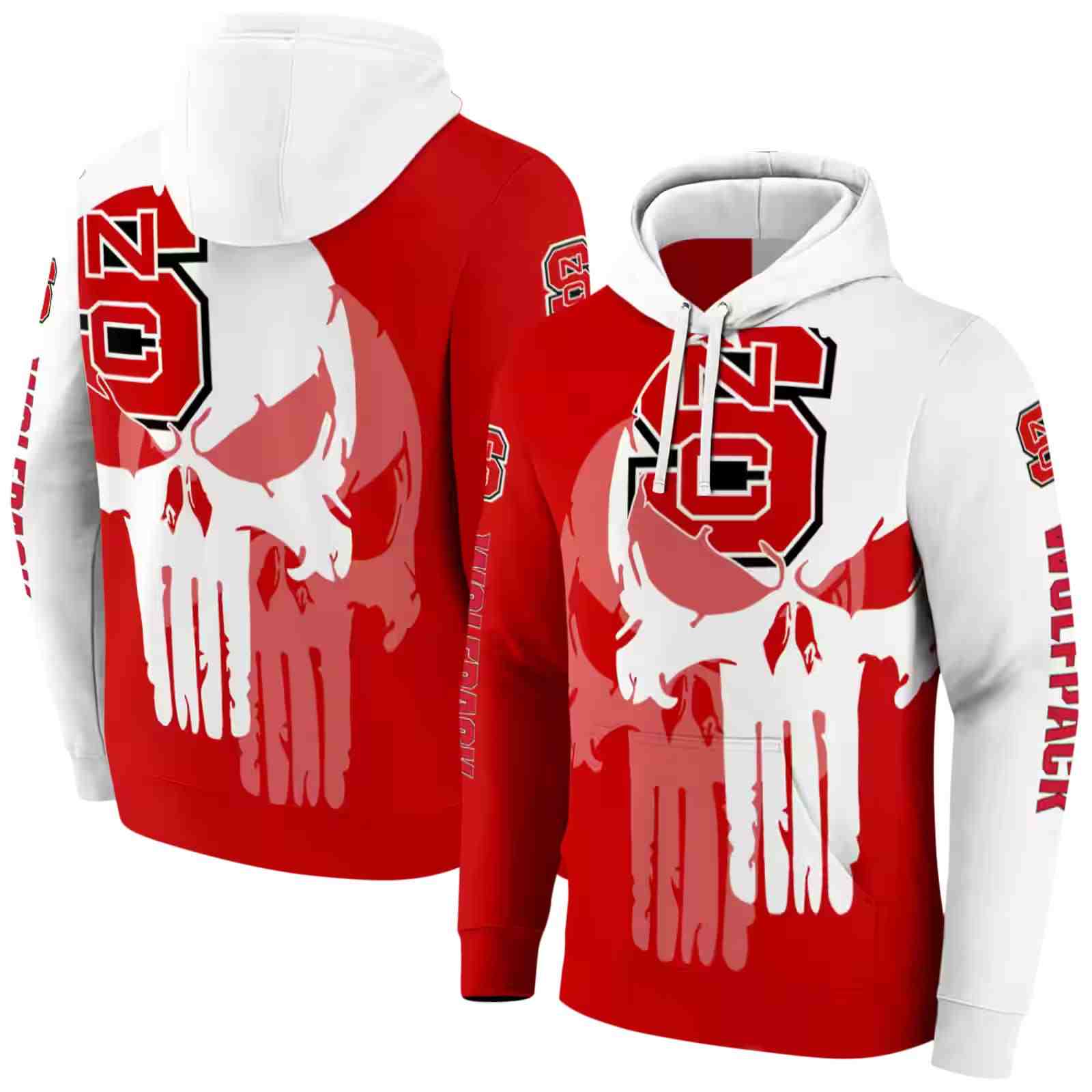 nc state wolfpack graphic punisher red white hoodie fashion forward