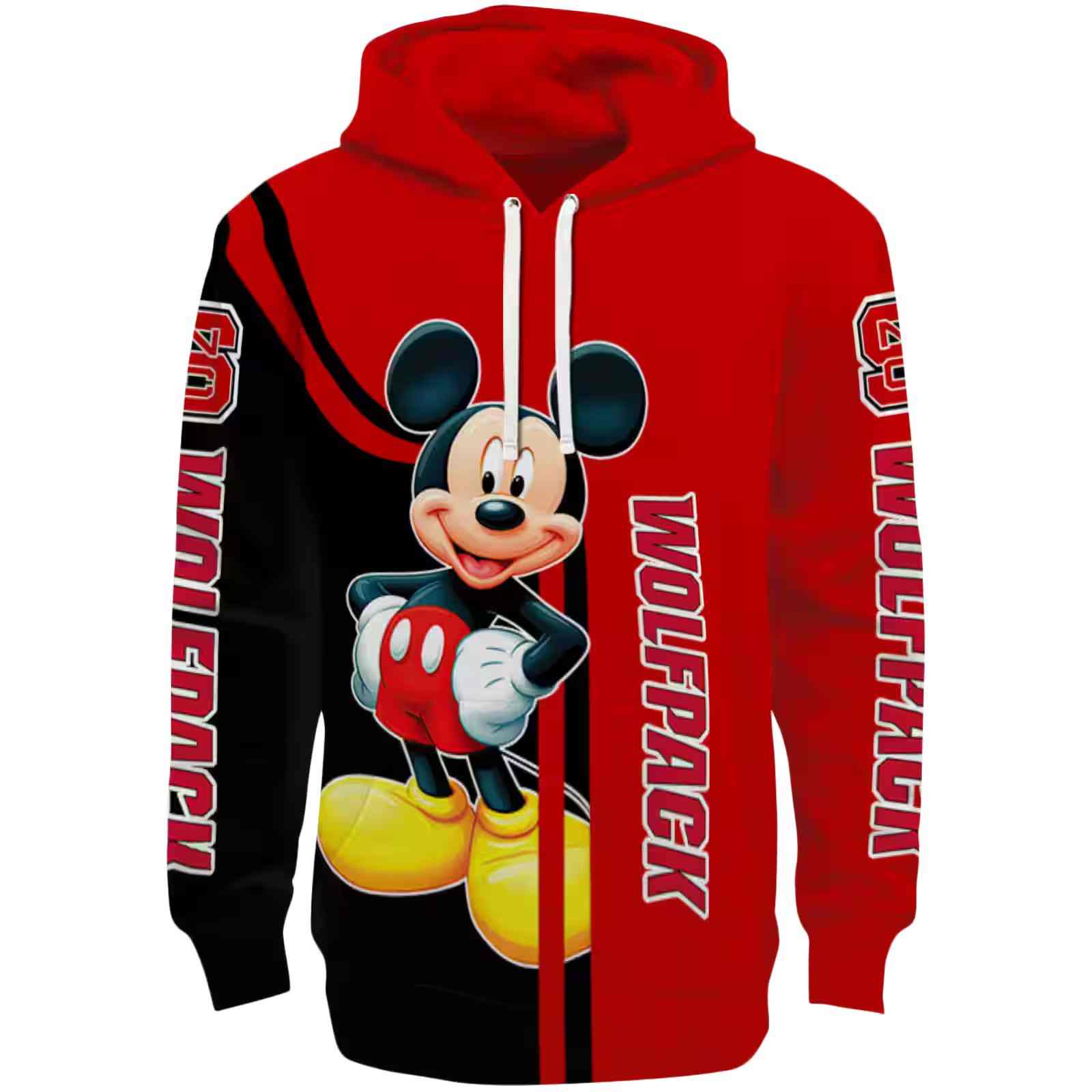 NC State Wolfpack Mickey Mouse Red Black Hoodie