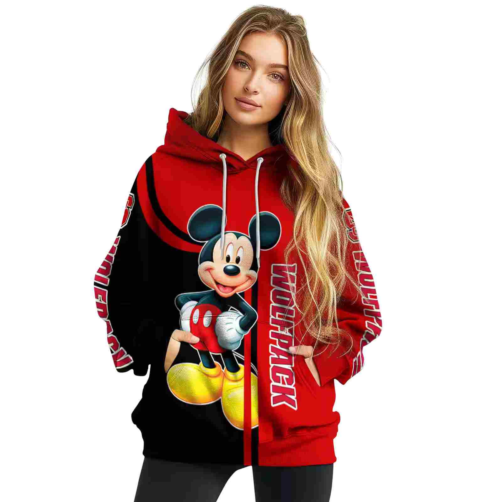 nc state wolfpack mickey mouse red black hoodie high quality