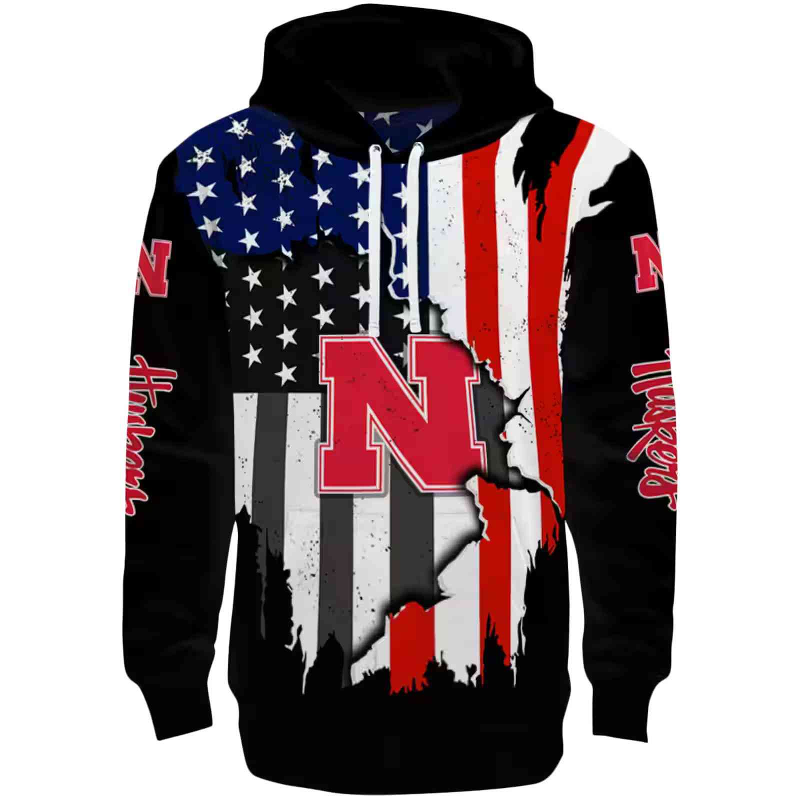 Nebraska Cornhuskers American Pride Black Hoodie