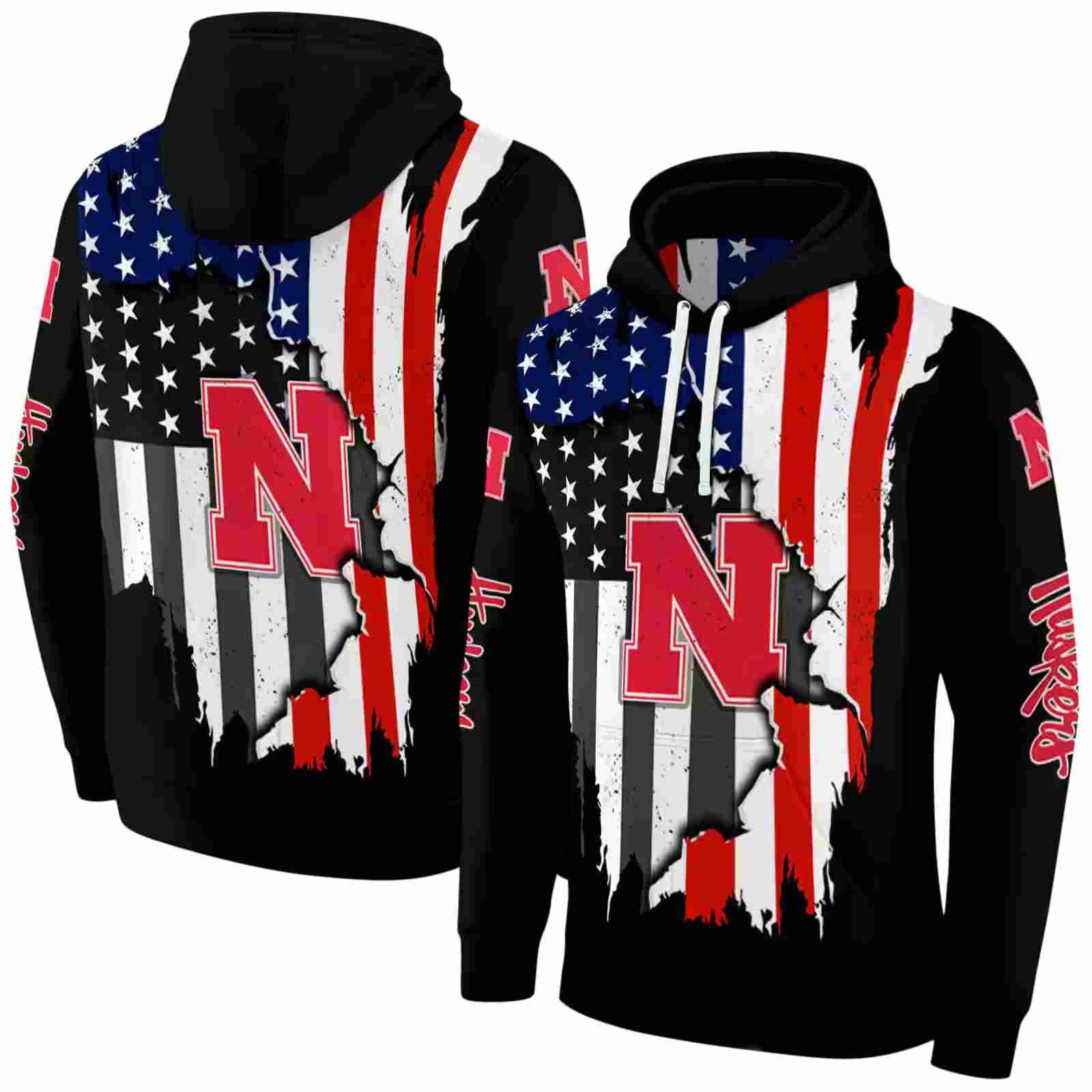 nebraska cornhuskers american pride black hoodie fashion forward