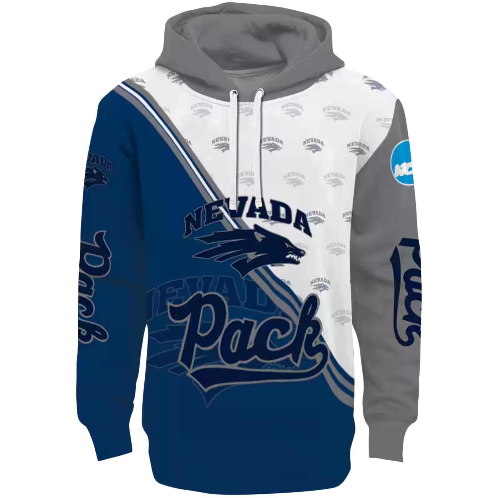 Nevada Wolf Pack Diagonal Stripe Blue White Hoodie