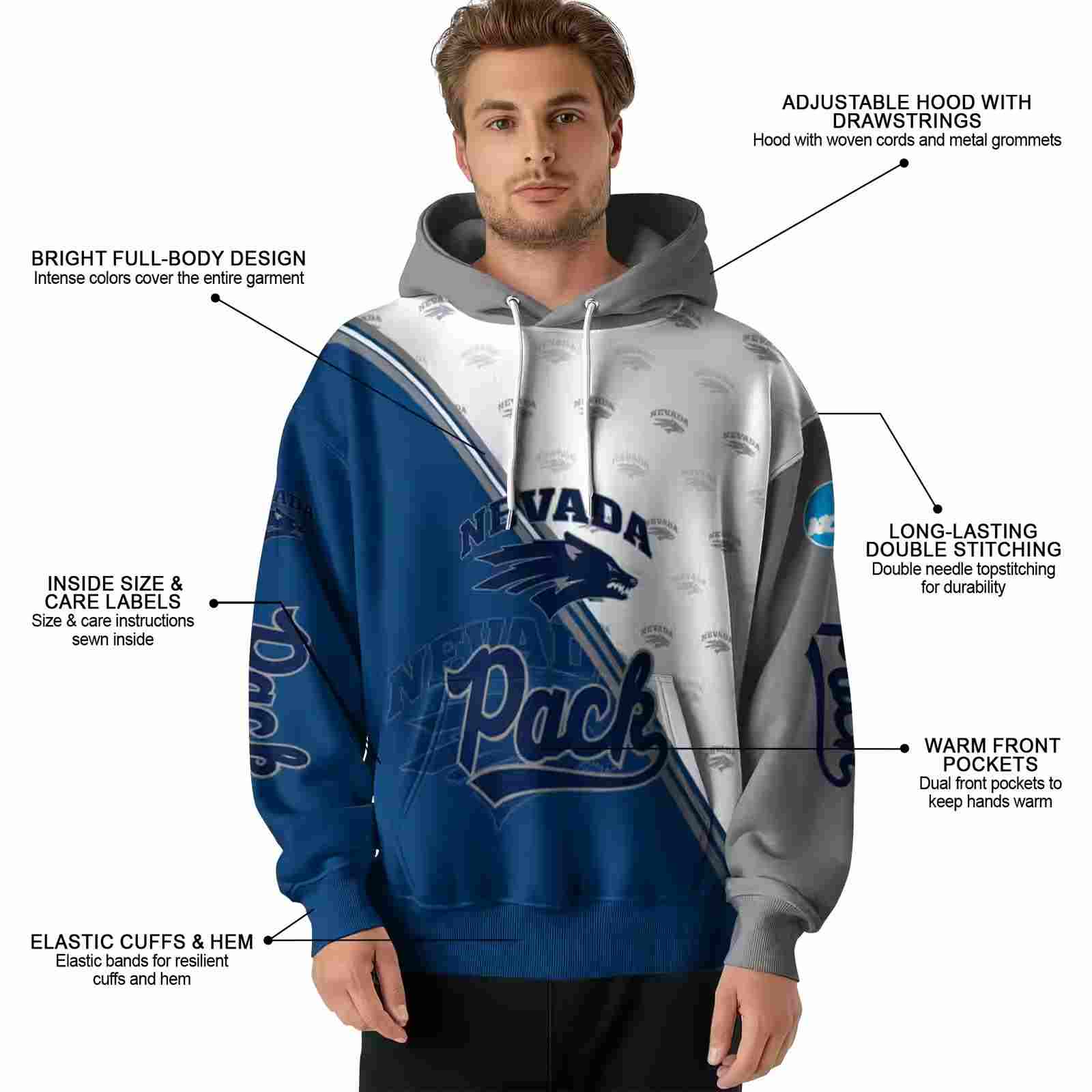 nevada wolf pack diagonal stripe blue white hoodie latest model