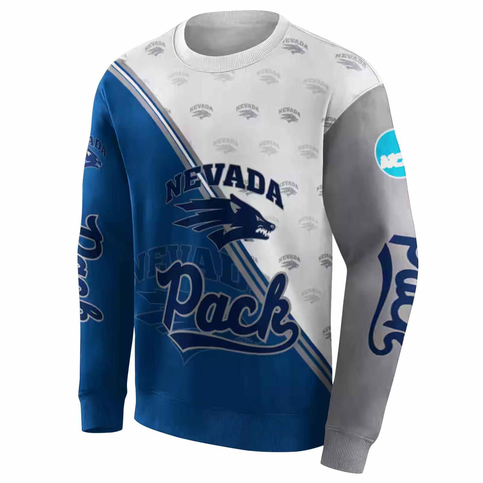 nevada wolf pack diagonal stripe blue white hoodie new arrival