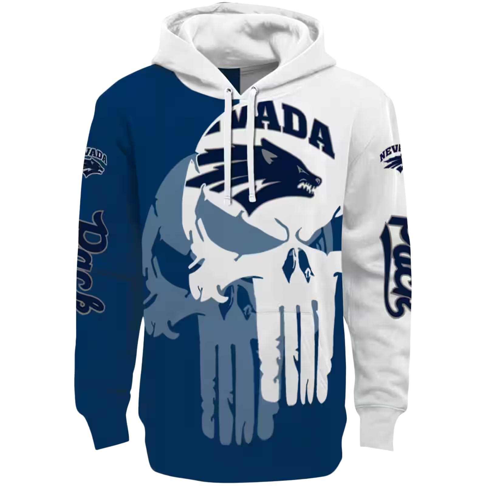 Nevada Wolf Pack Graphic Punisher Blue White Hoodie