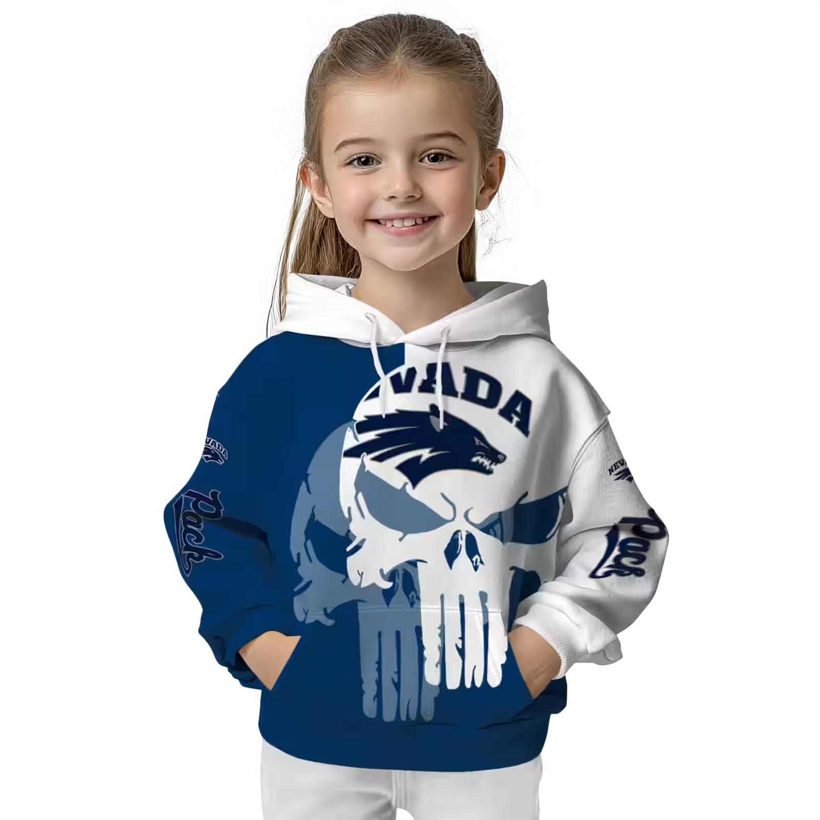 nevada wolf pack graphic punisher blue white hoodie top rated