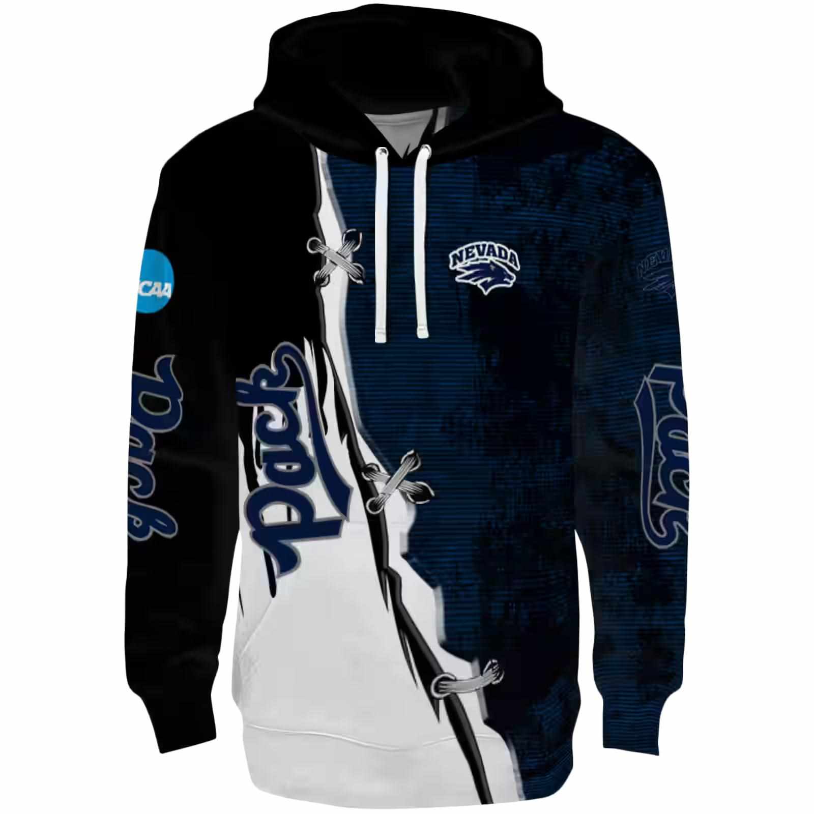 Nevada Wolf Pack Ripped Pattern Blue Black White Hoodie