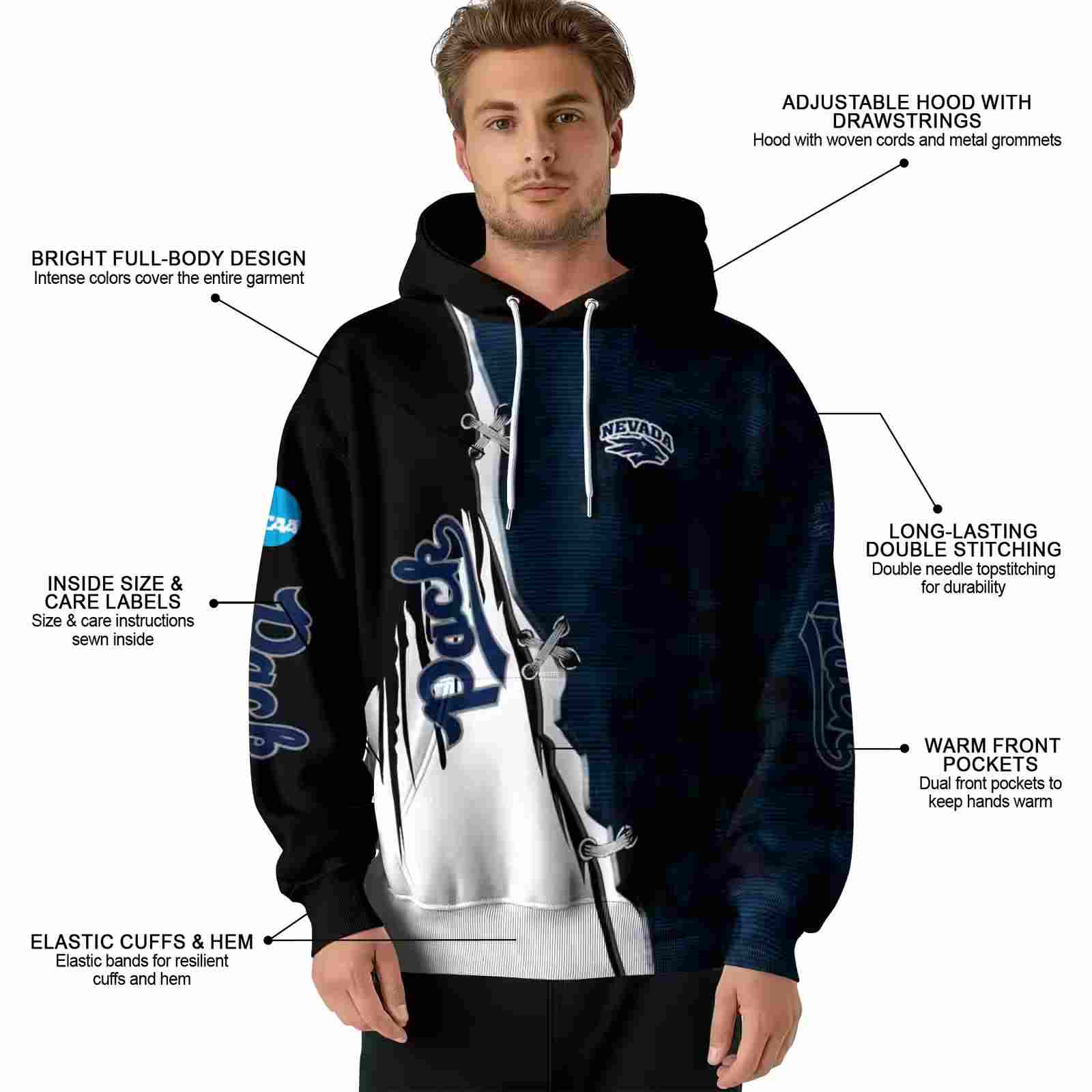 nevada wolf pack ripped pattern blue black white hoodie latest model