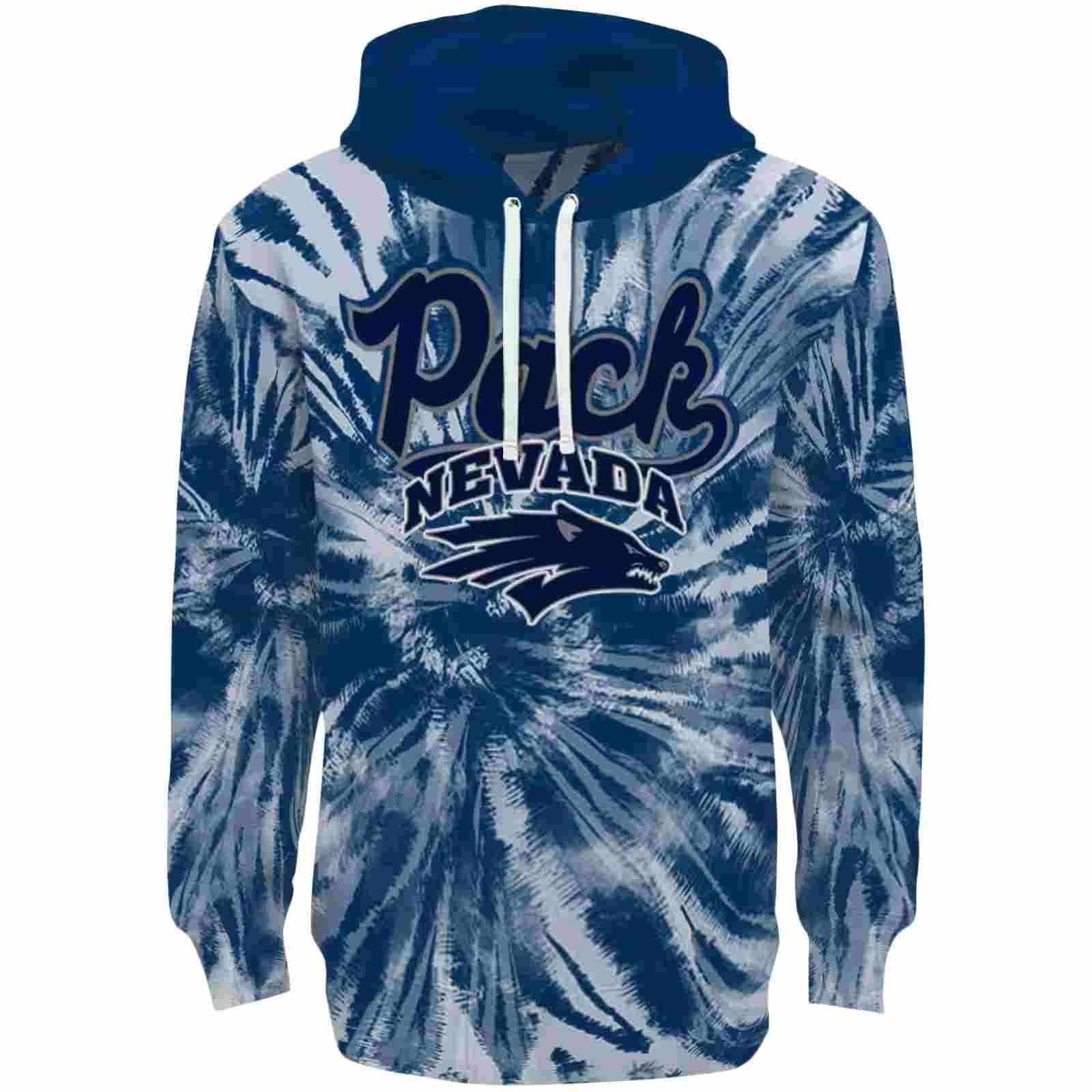 Nevada Wolf Pack Tie Dye Pattern Blue Hoodie