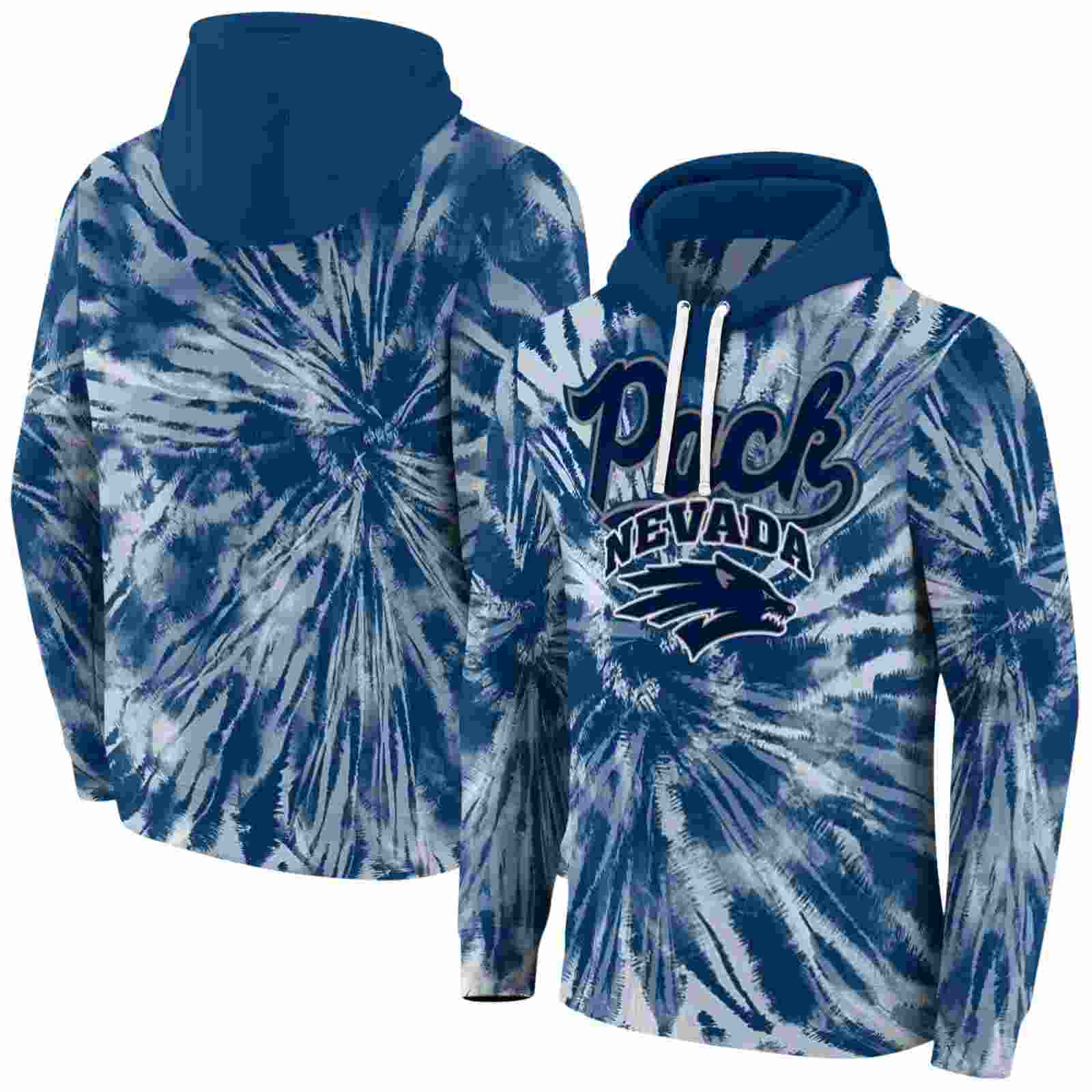 nevada wolf pack tie dye pattern blue hoodie fashion forward