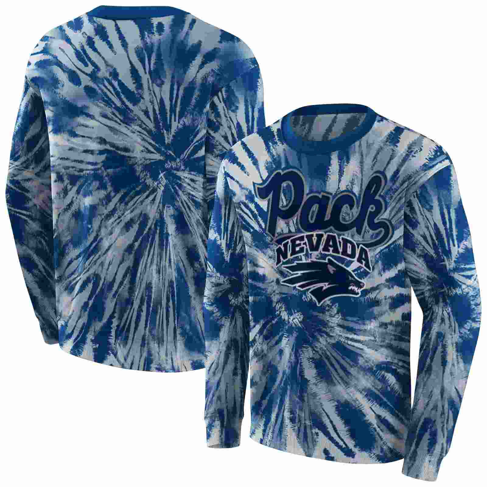 nevada wolf pack tie dye pattern blue hoodie premium grade