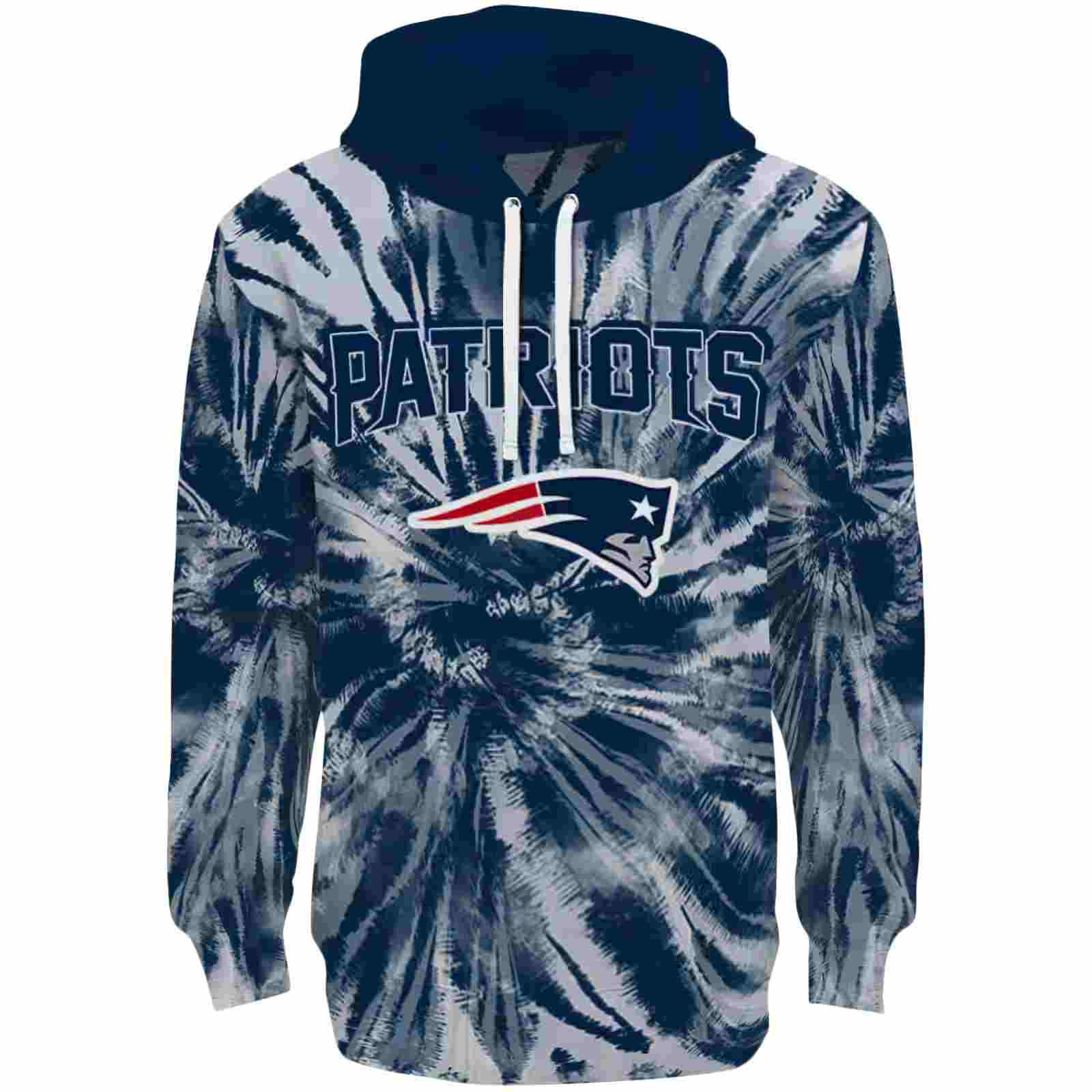New England Patriots Tie Dye Pattern Blue Hoodie